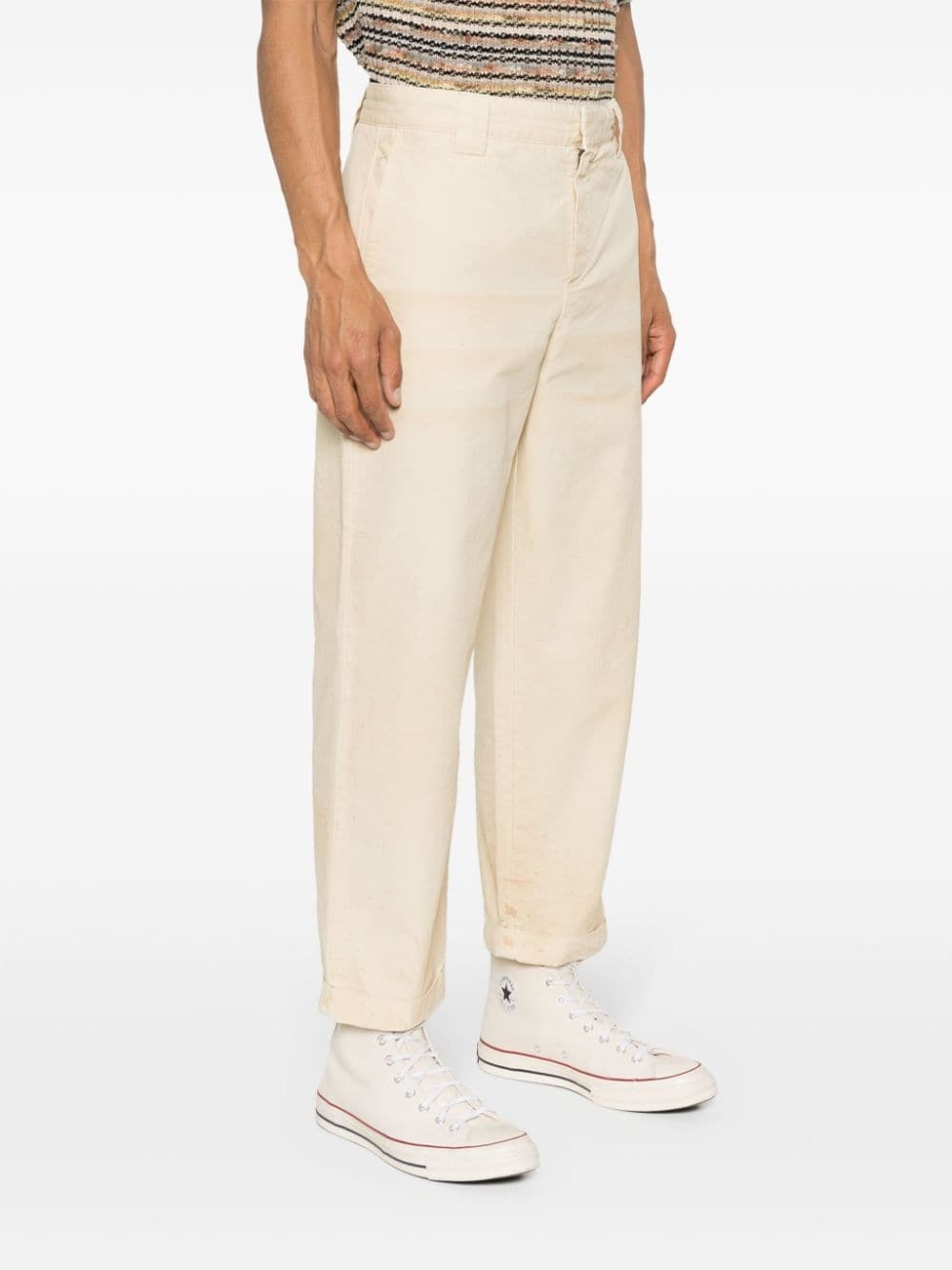 canvas straight-leg trousers - 3