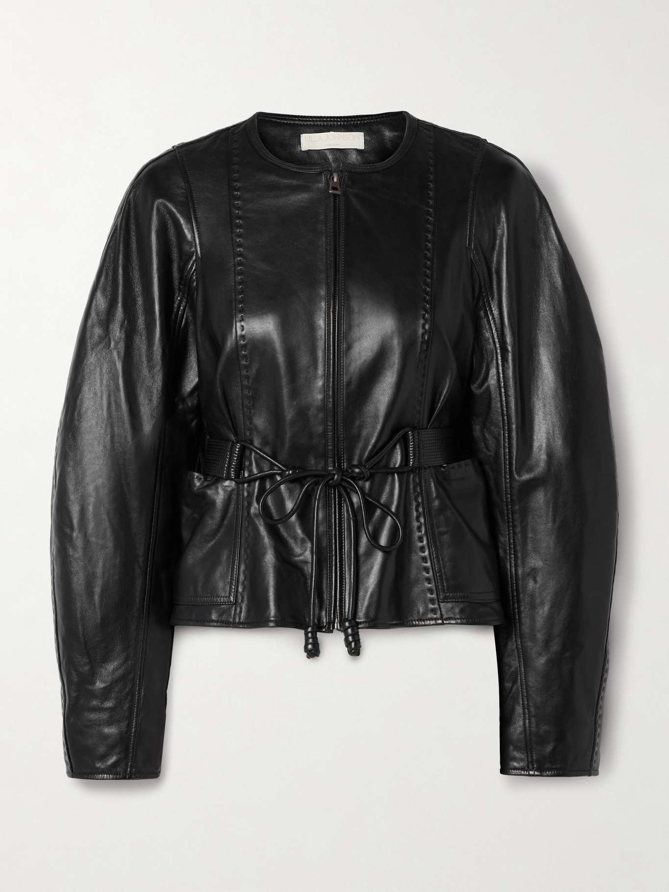 Aidan belted paneled leather jacket - 1