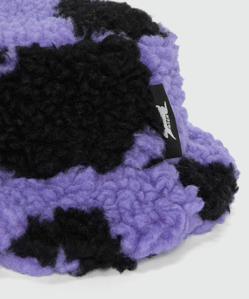 MSGM Purple teddy bucket hat with "Follow the Rabbit®" motif outlook
