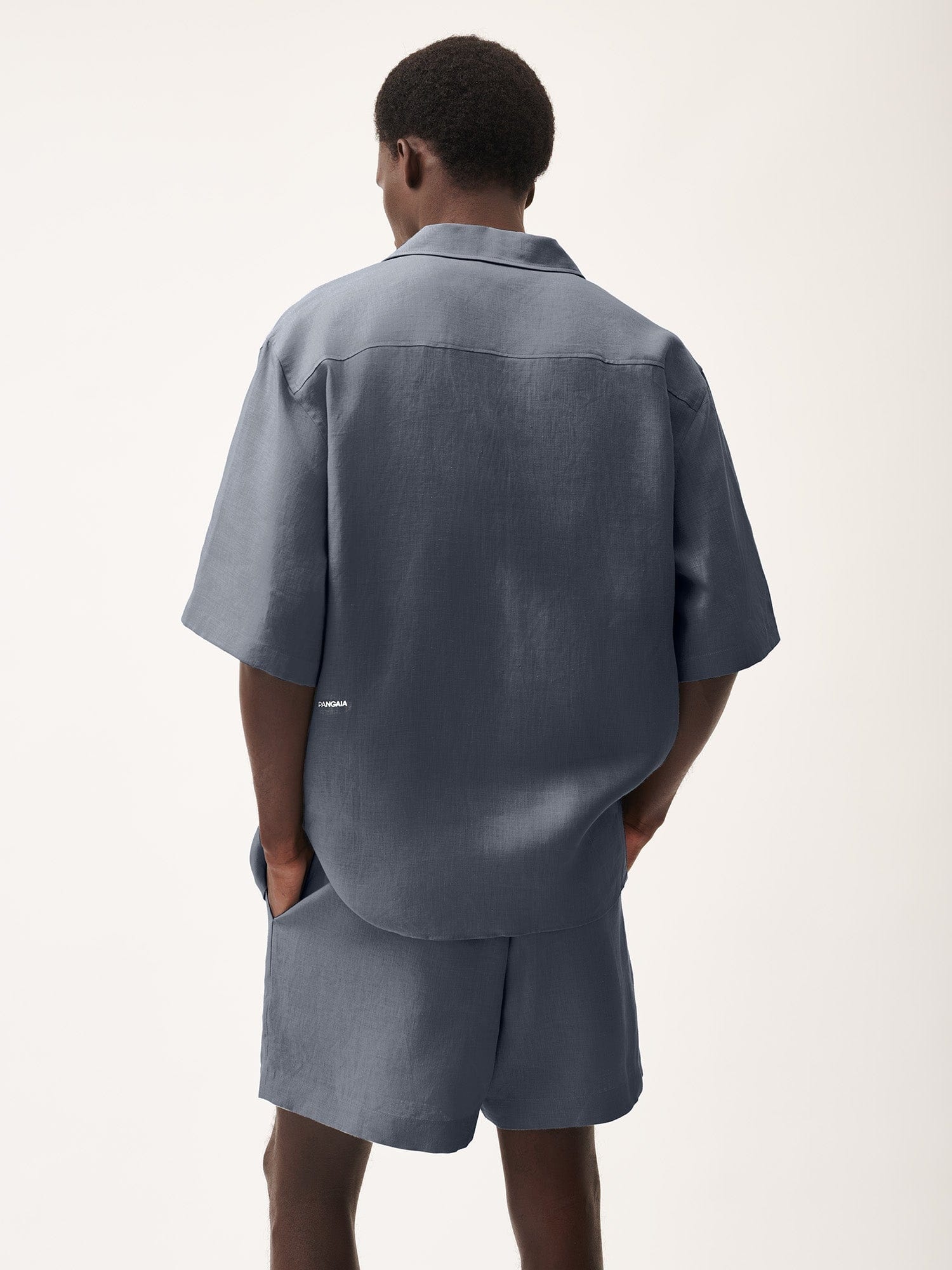 Mens DNA Linen Camp Collar Shirt - Atmosphere Grey - 3