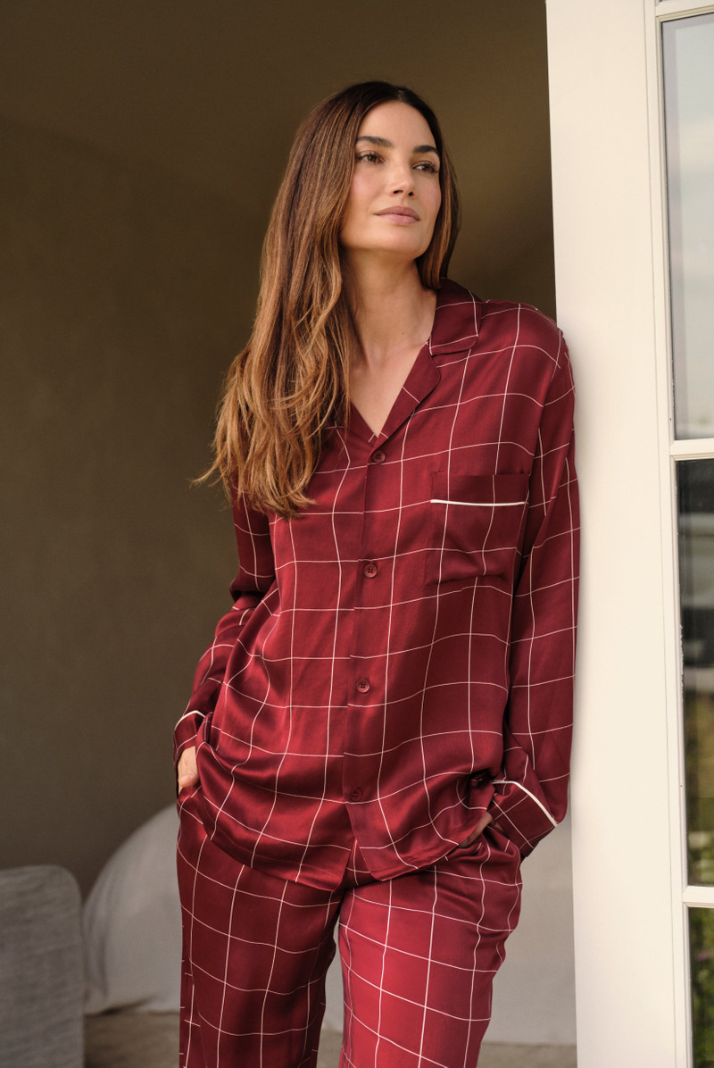 eberjey Eberjey x Lily Aldridge - Inez Washable Silk Printed Long PJ Set outlook