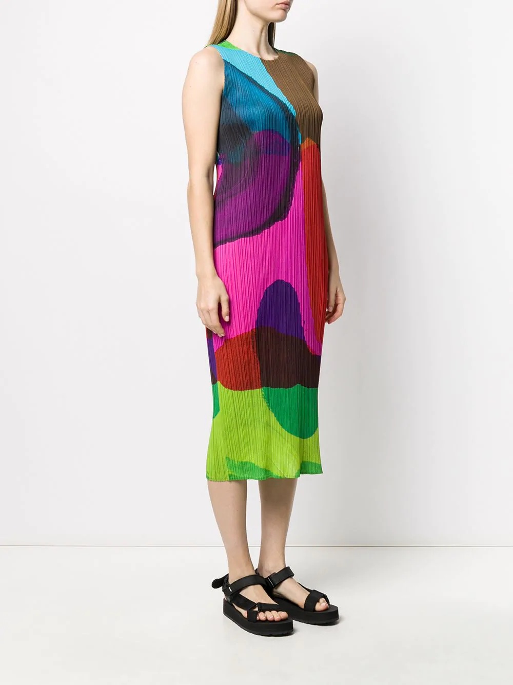 abstract-pattern pleated dress - 3