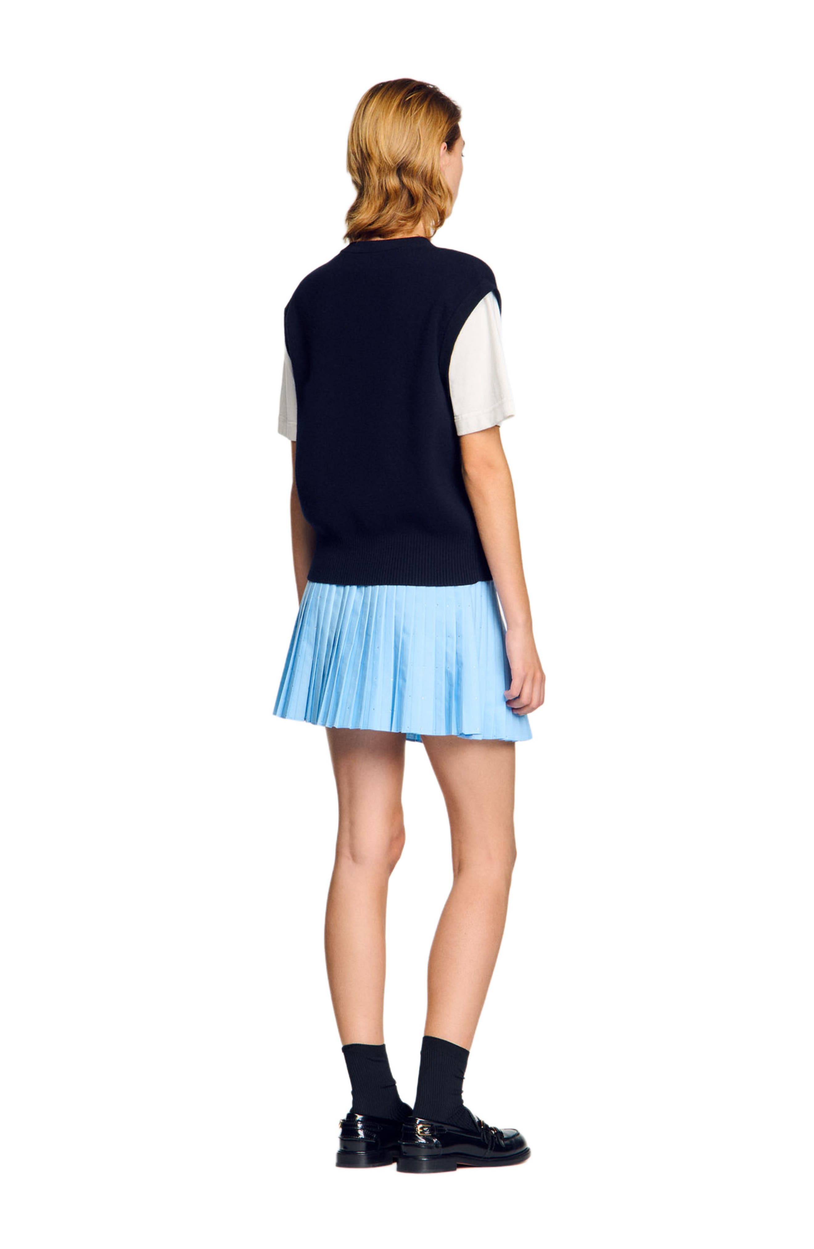 SANDRO Two-tone wool and cashmere sweater in Dark Navy at Nordstrom - 2