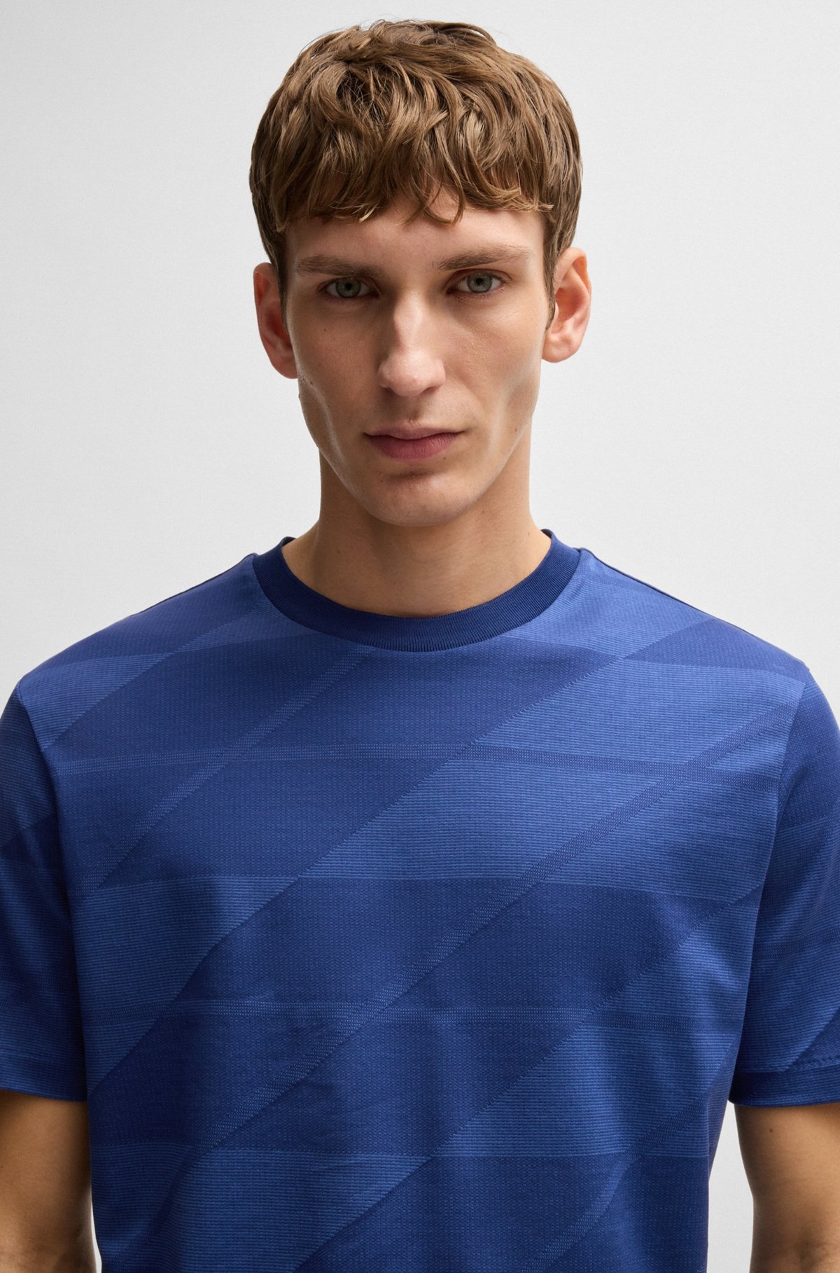 MERCERIZED-COTTON T-SHIRT WITH TWO-TONE JACQUARD - 3