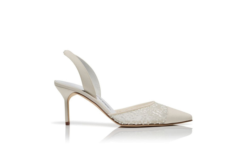 White Lace Slingback Pumps 1