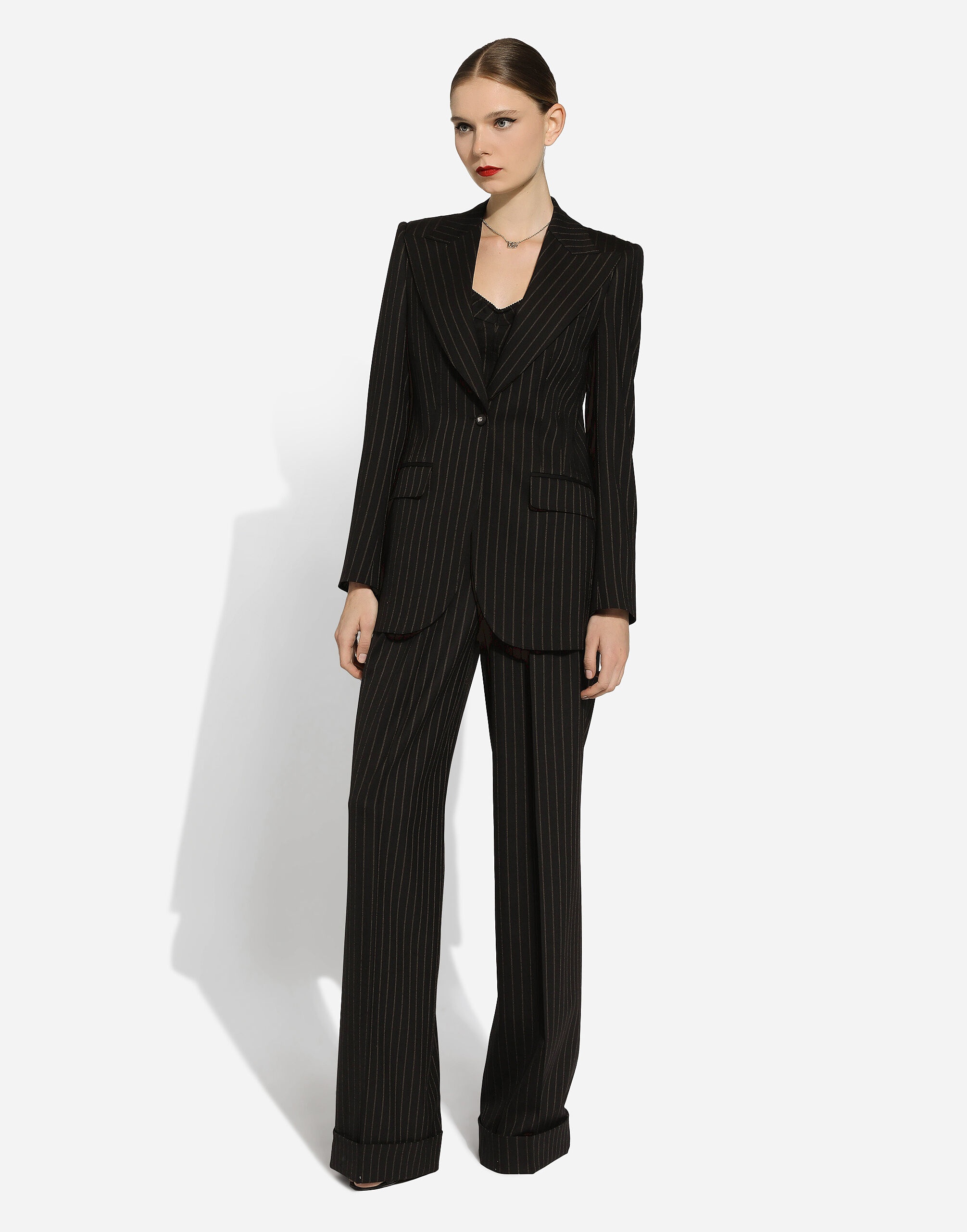 Single-breasted pinstripe wool Turlington jacket - 4