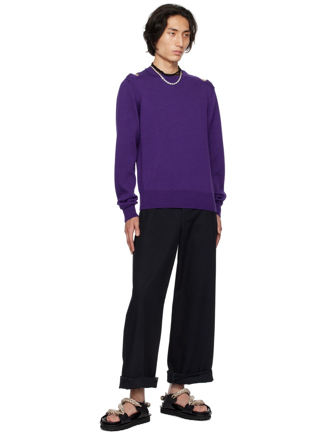 Purple Cutout Sweater - 4