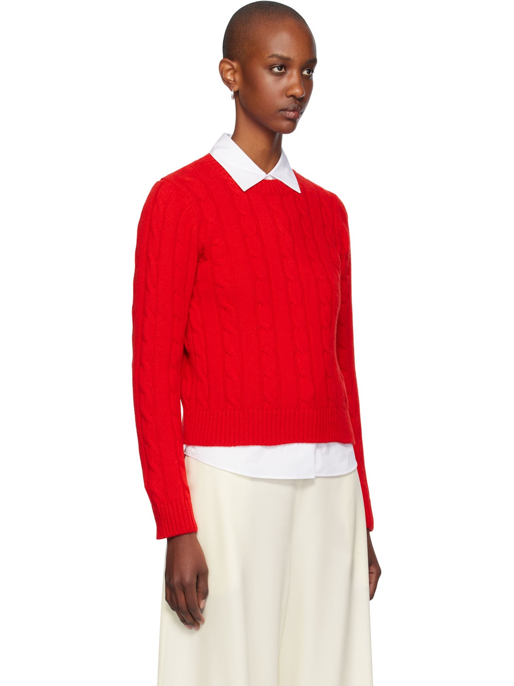 Red Carrow Cable Crewneck Sweater - 2