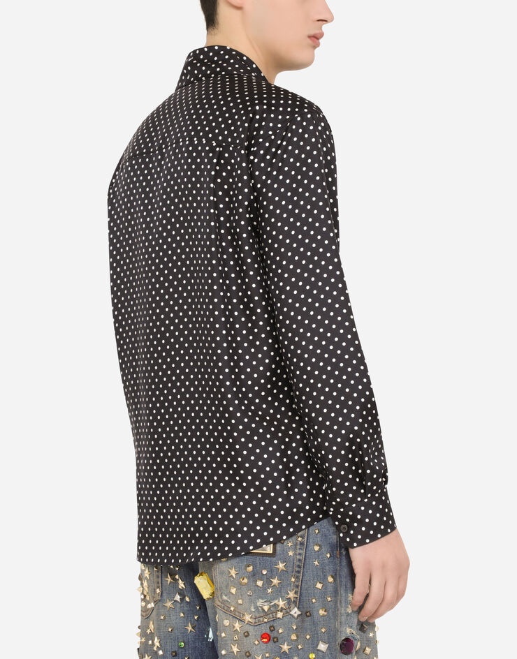 Oversize silk shirt with polka-dot print - 5