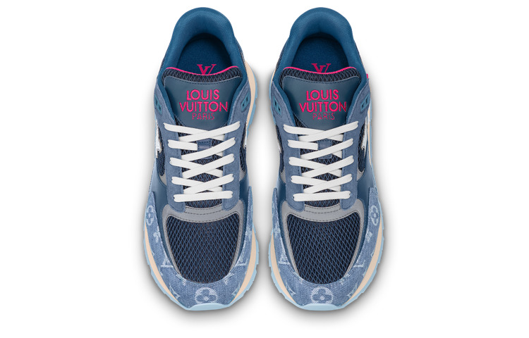 LOUIS VUITTON Run Away Sneakers 'Blue Monogram with Pink' 1ABFCG - 2