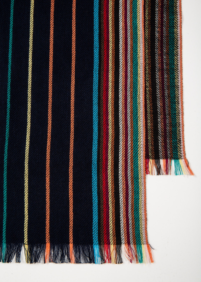 Paul Smith Navy Wool-Silk 'Signature Stripe' Scarf outlook