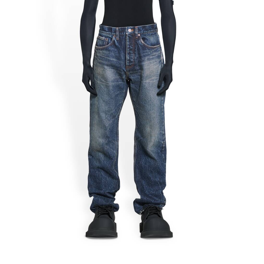 Men's Relaxed Jeans in Navy Blue - 5
