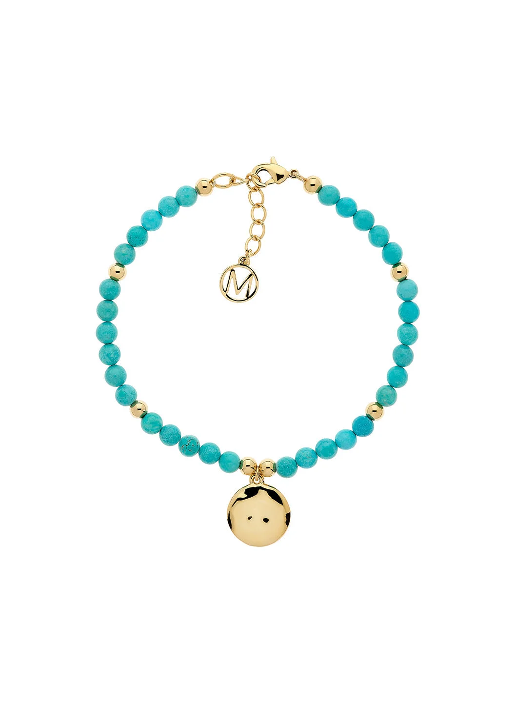 TURQUOISE BEADED DISC BRACELET - 1
