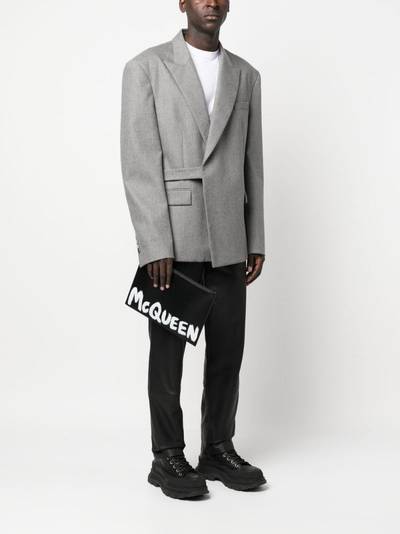 Alexander McQueen logo-print leather clutch bag outlook