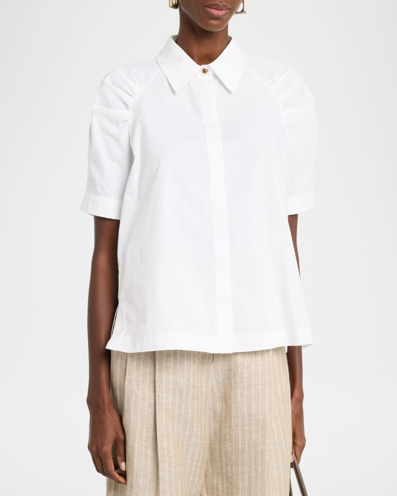 Amore Puff-Sleeve Cotton Poplin Shirt 4