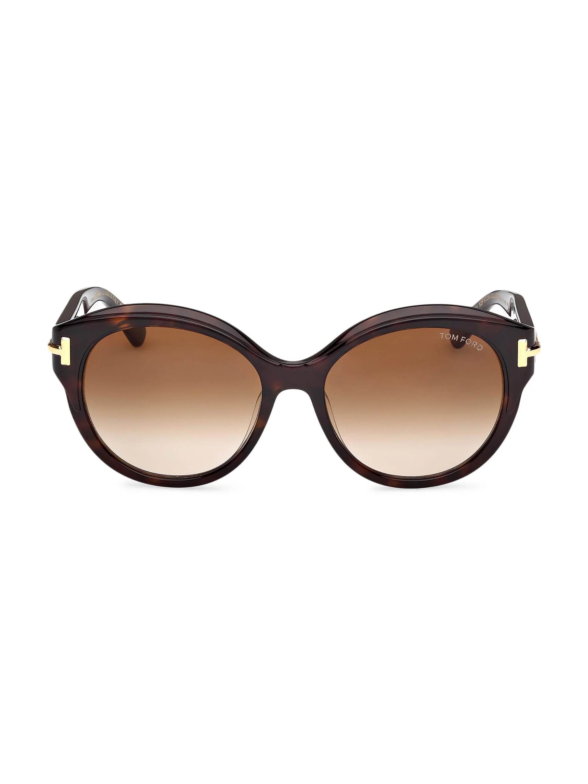 Women's TOM FORD ICON 57MM Round Sunglasses - Dark Havana Brown - 1