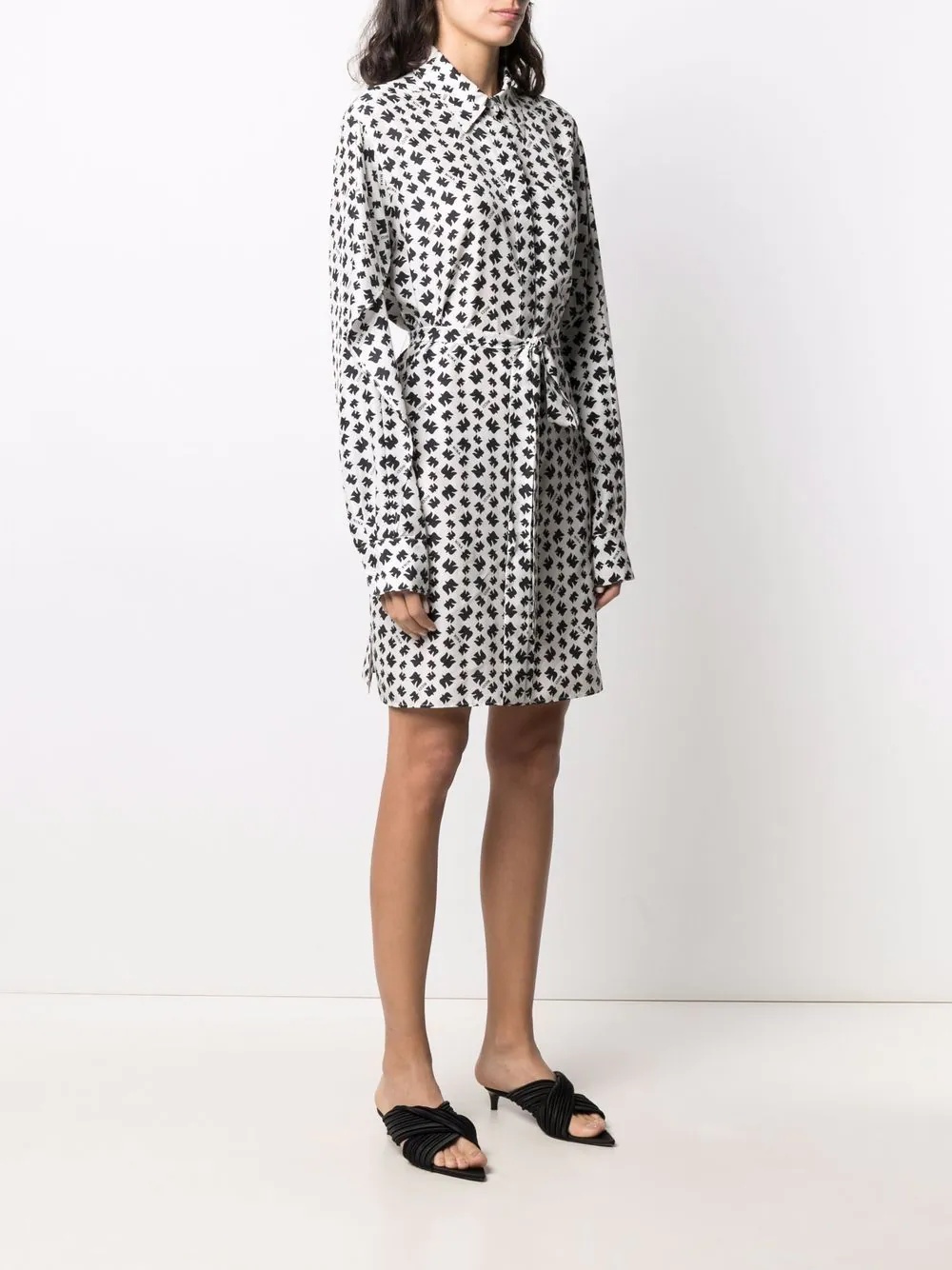 tie-fastening shirt dress - 3