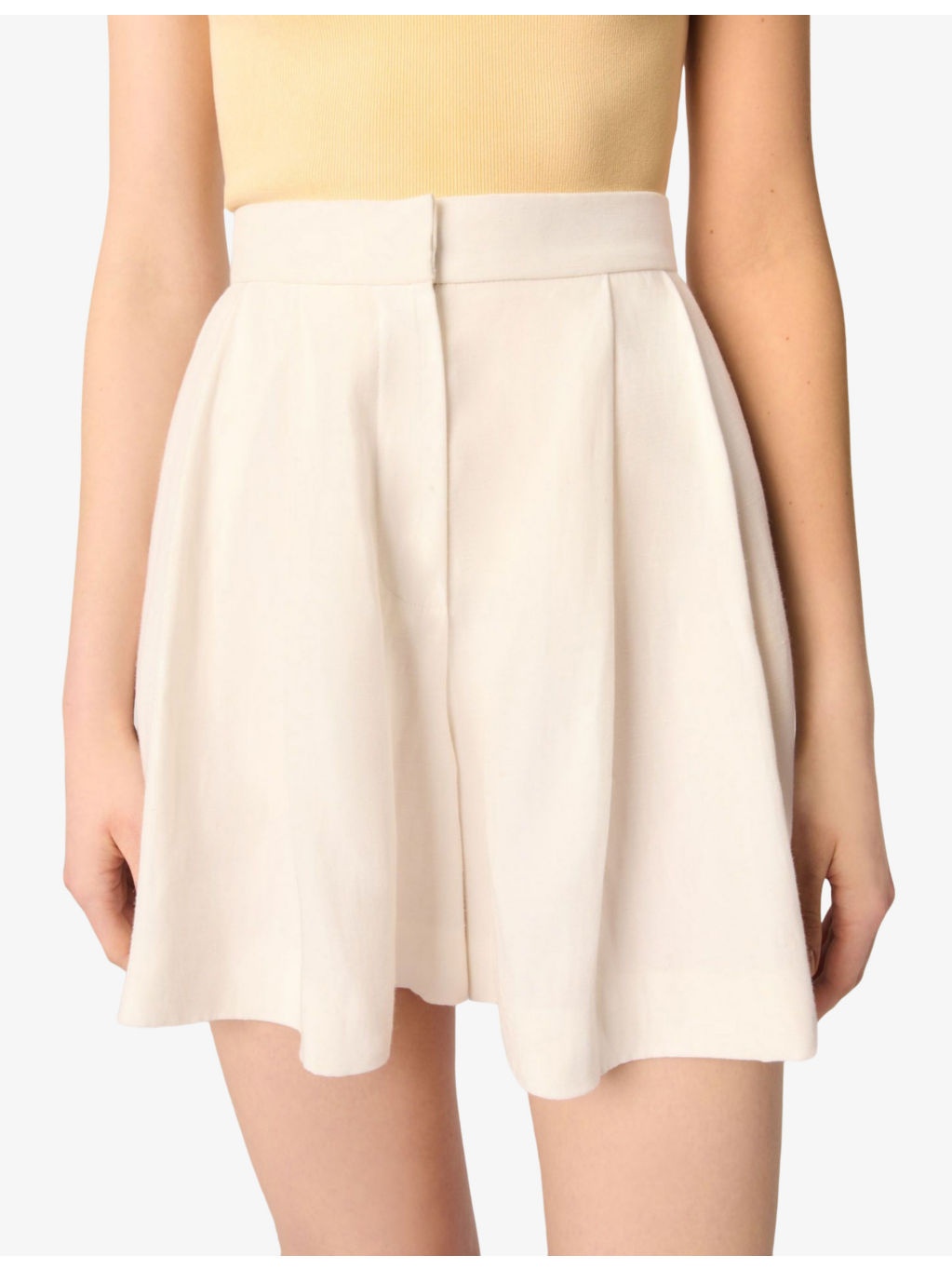Wide-Leg High-Rise Pleated Linen-Blend Shorts - 5