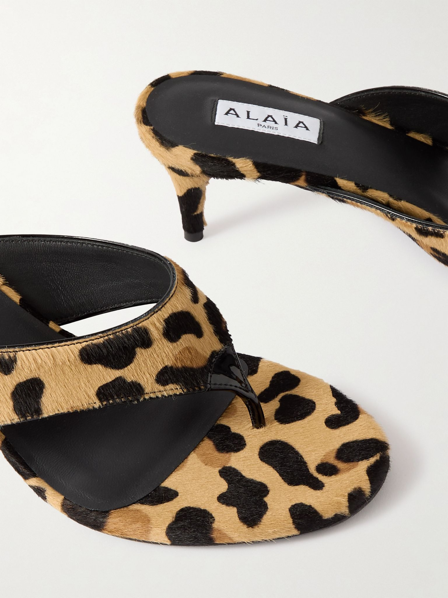 Tong 55 leopard-print calf hair sandals Leopard print - 4