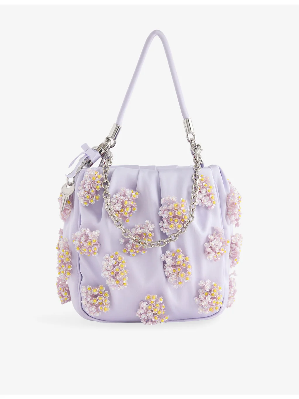 Floral Embellished Satin Handbag - 1