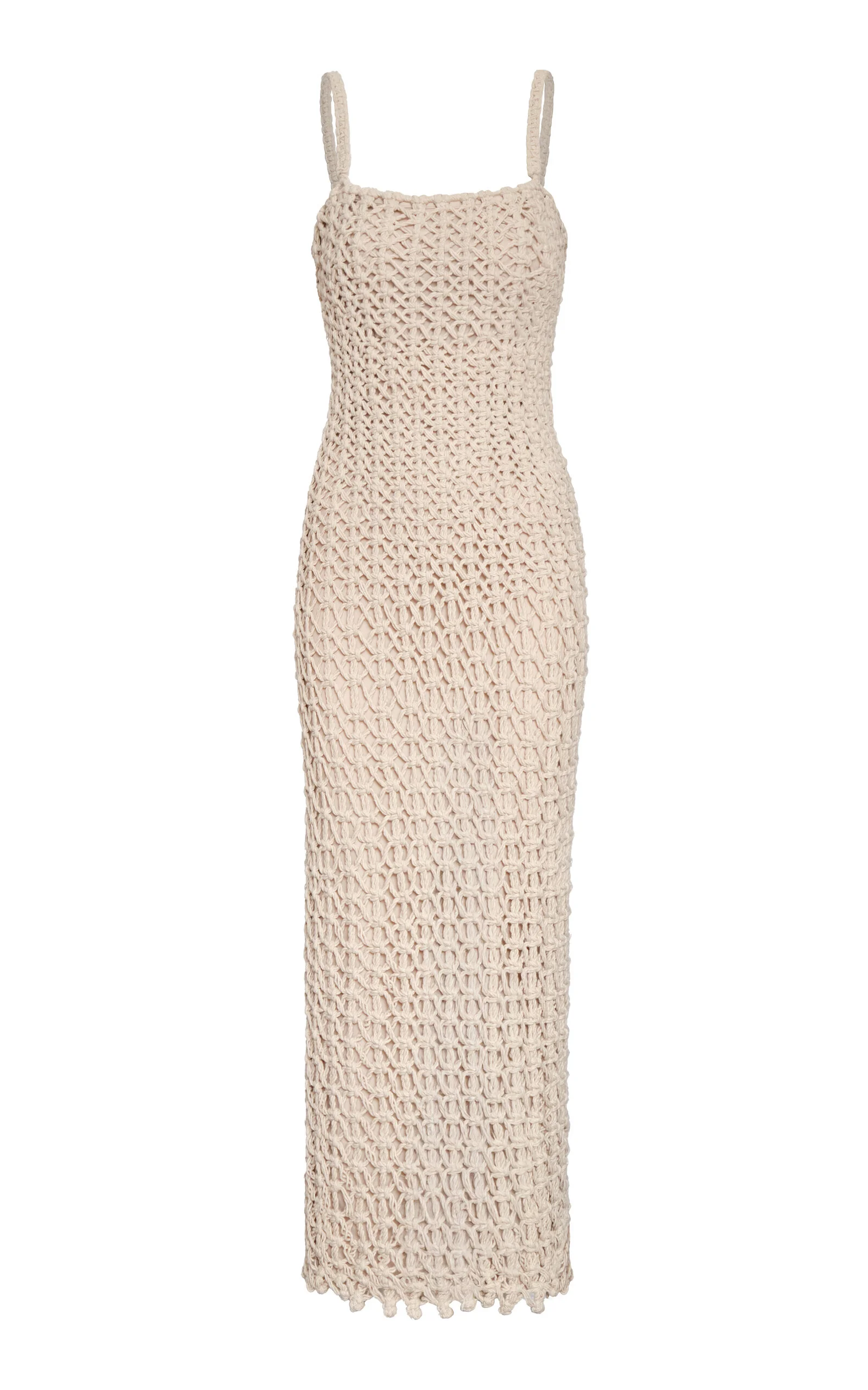 Poesia Quieta Cotton Macrame Maxi Dress taupe - 1