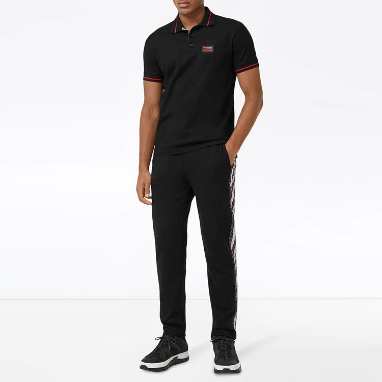 Men's Burberry Cotton Short Sleeve Polo Shirt Black 80259721 - 5