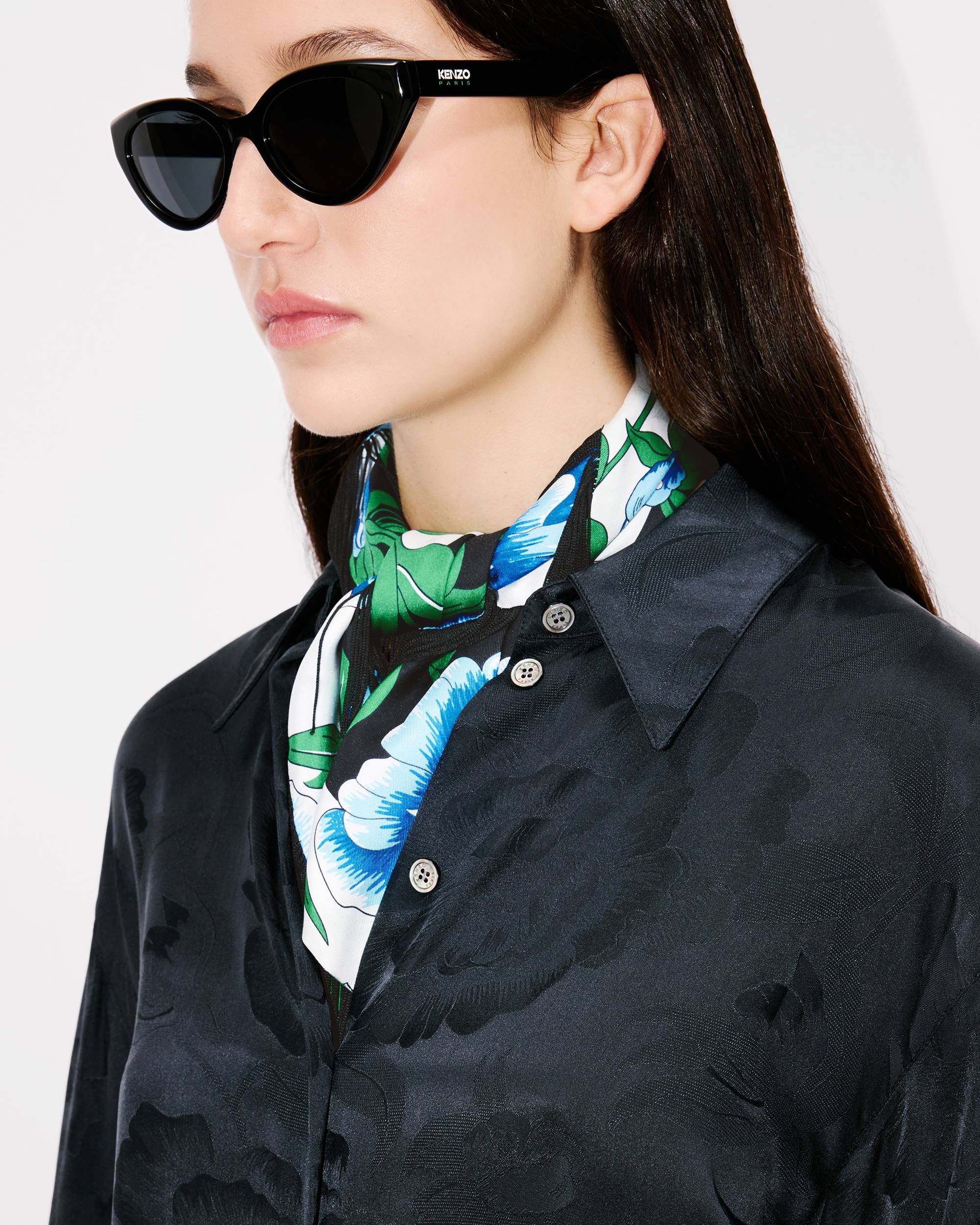 'KENZO Peonies' midi shirt dress in silk viscose - 5