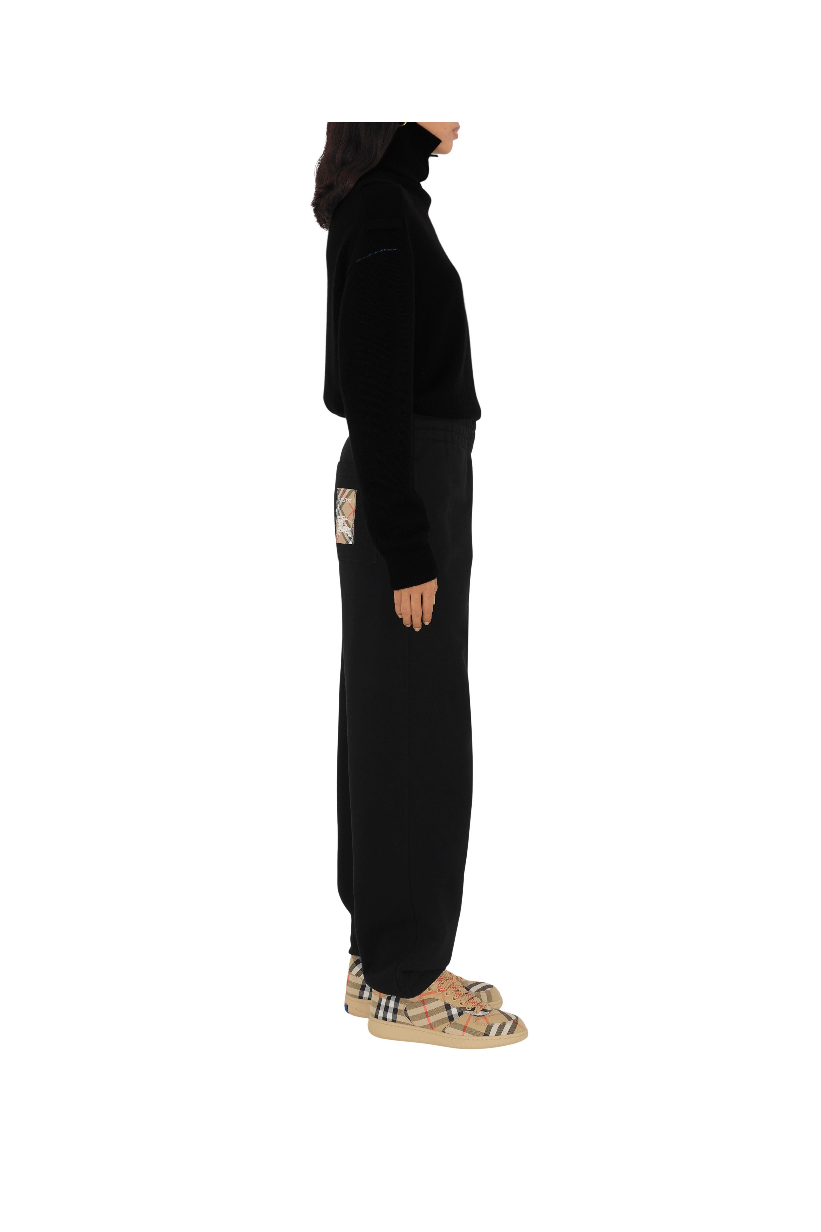burberry Check Label Cotton Jogging Pants in Black at Nordstrom - 4