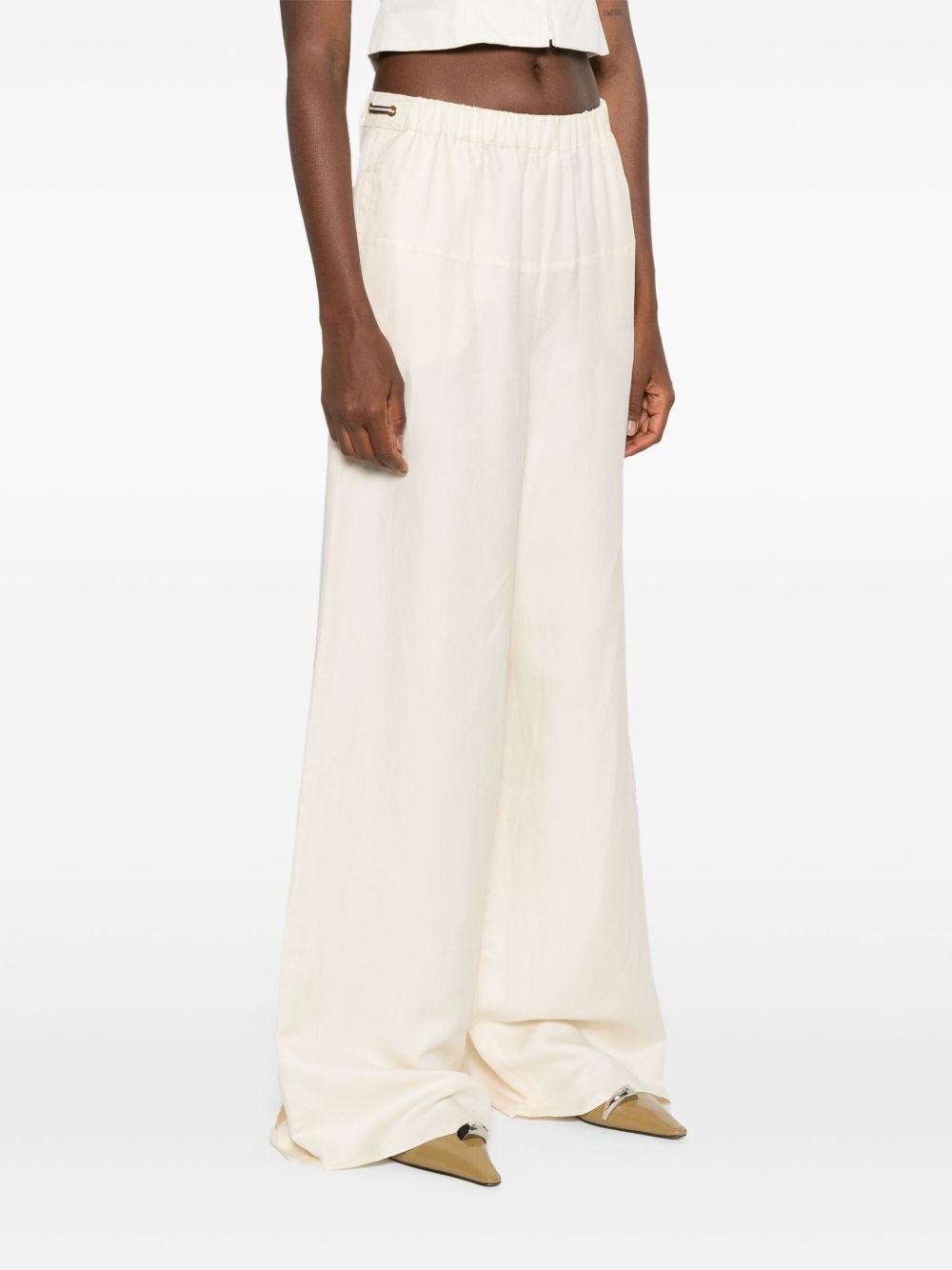 linen-blend wide-leg trousers - 3