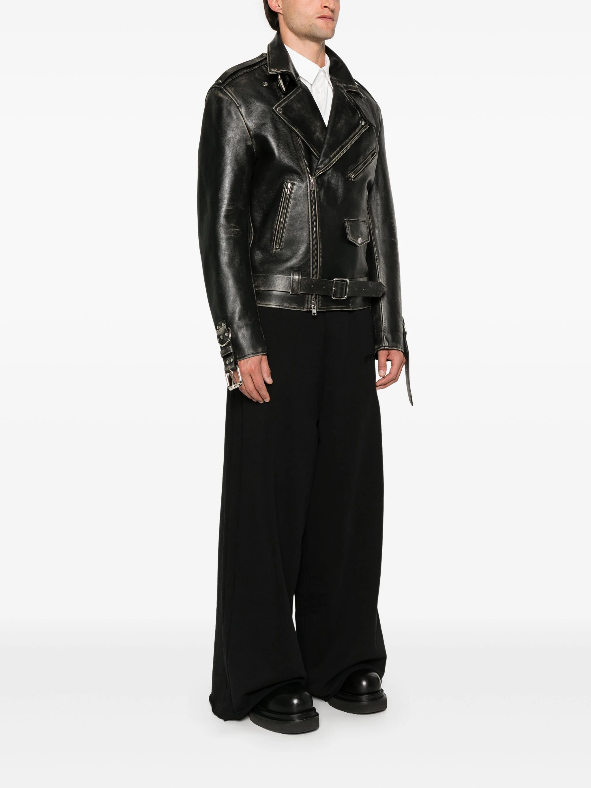 VETEMENTS - Unisex Distressed Bondage Leather Jacket - 2