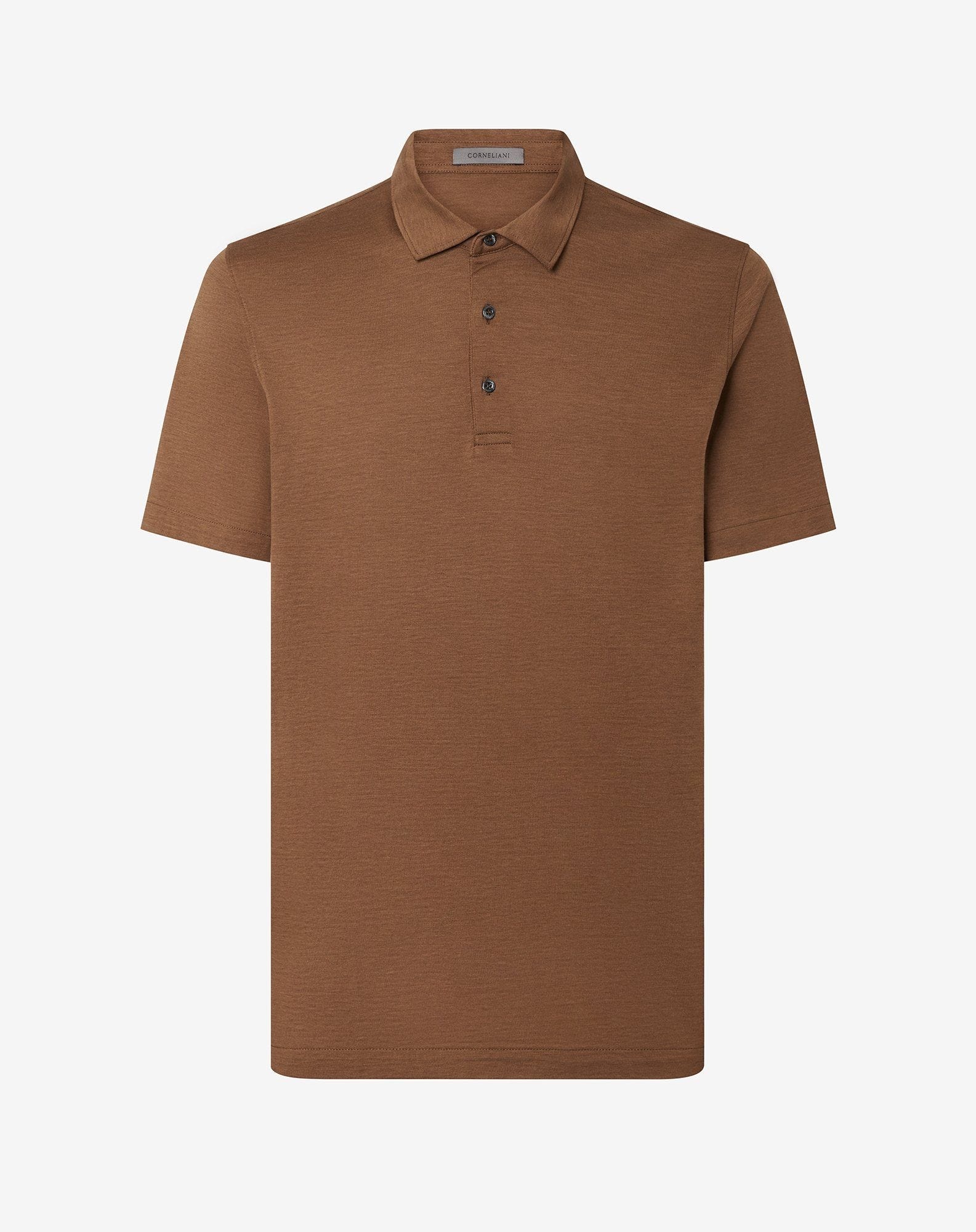 Burned earth button-up luxury jersey polo shirt - 1