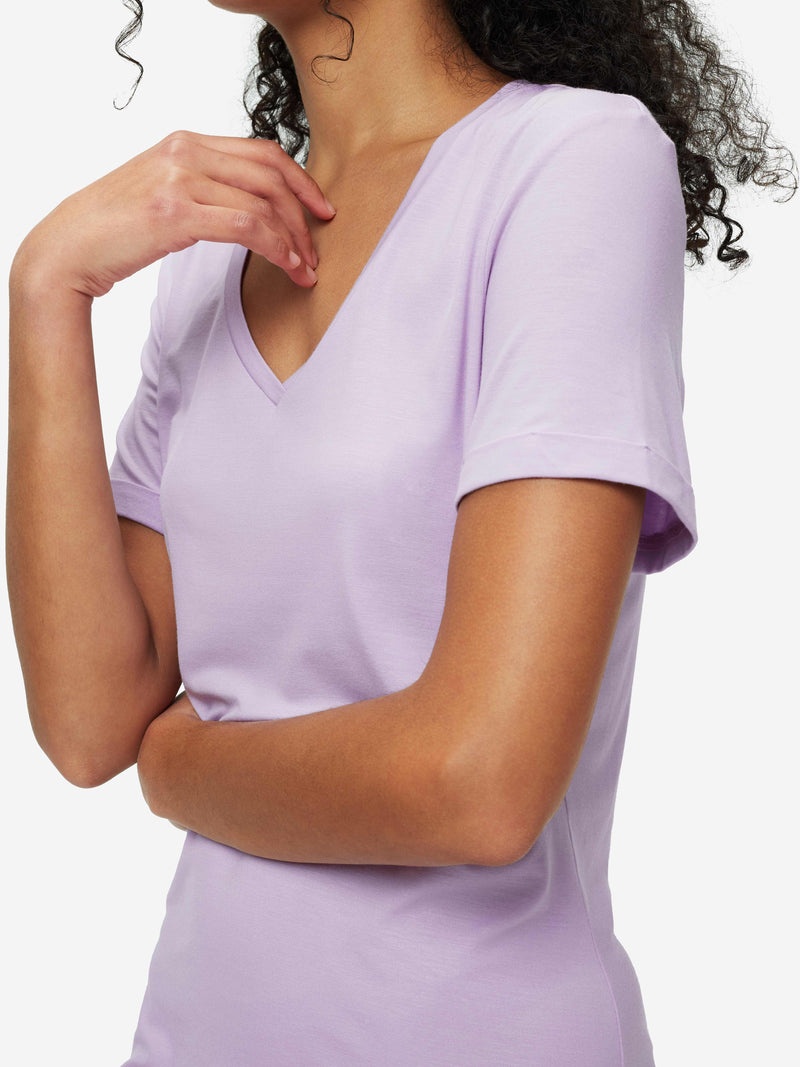 Women's V-Neck Sleep T-Shirt Lara Micro Modal Stretch Lilac - 6