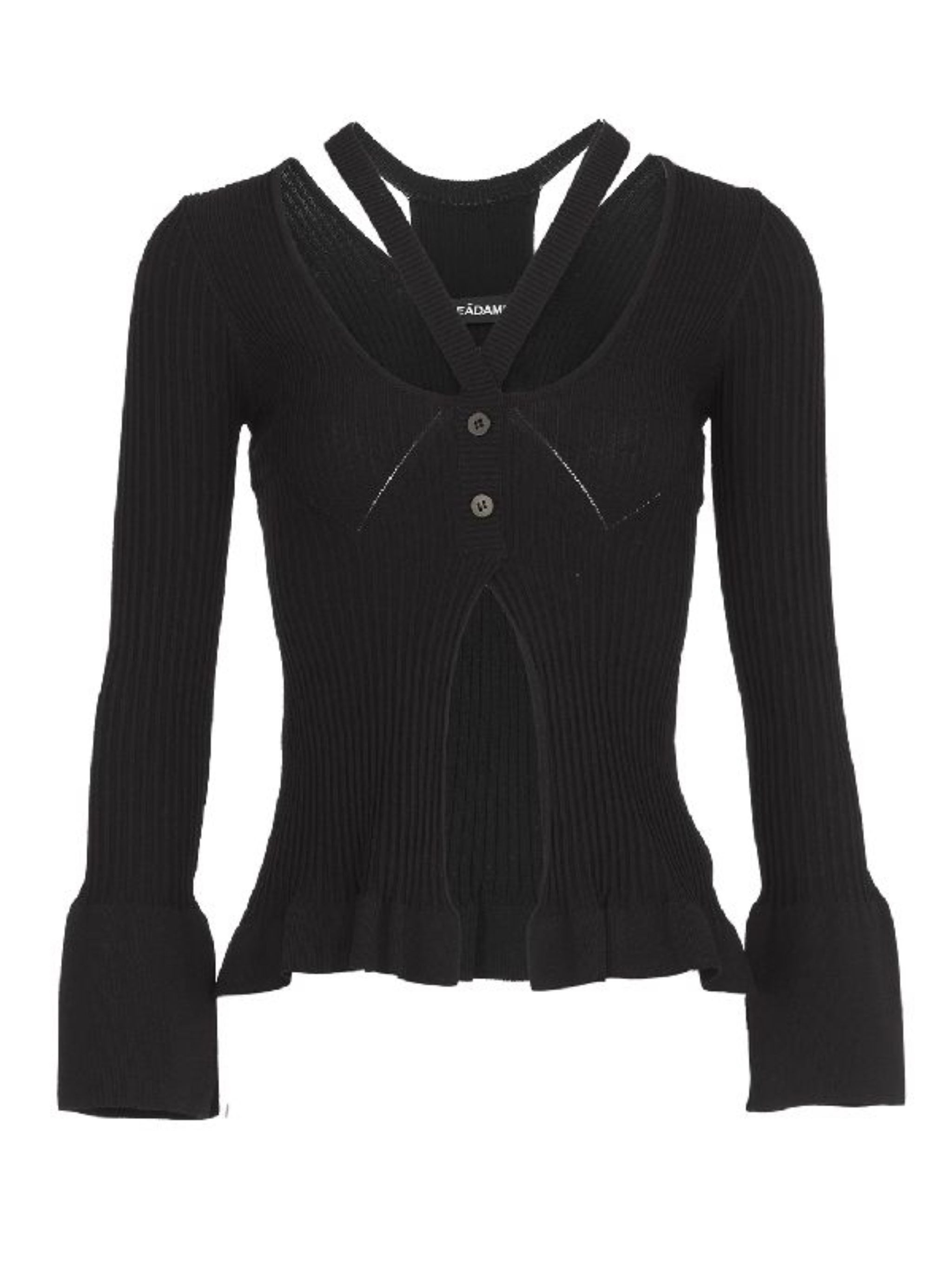The RIBBED-KNIT CARDIGAN WITH DOUBLE LAYERS by ANDREADAMO is a sophisticated piece in the sweater ca - 1