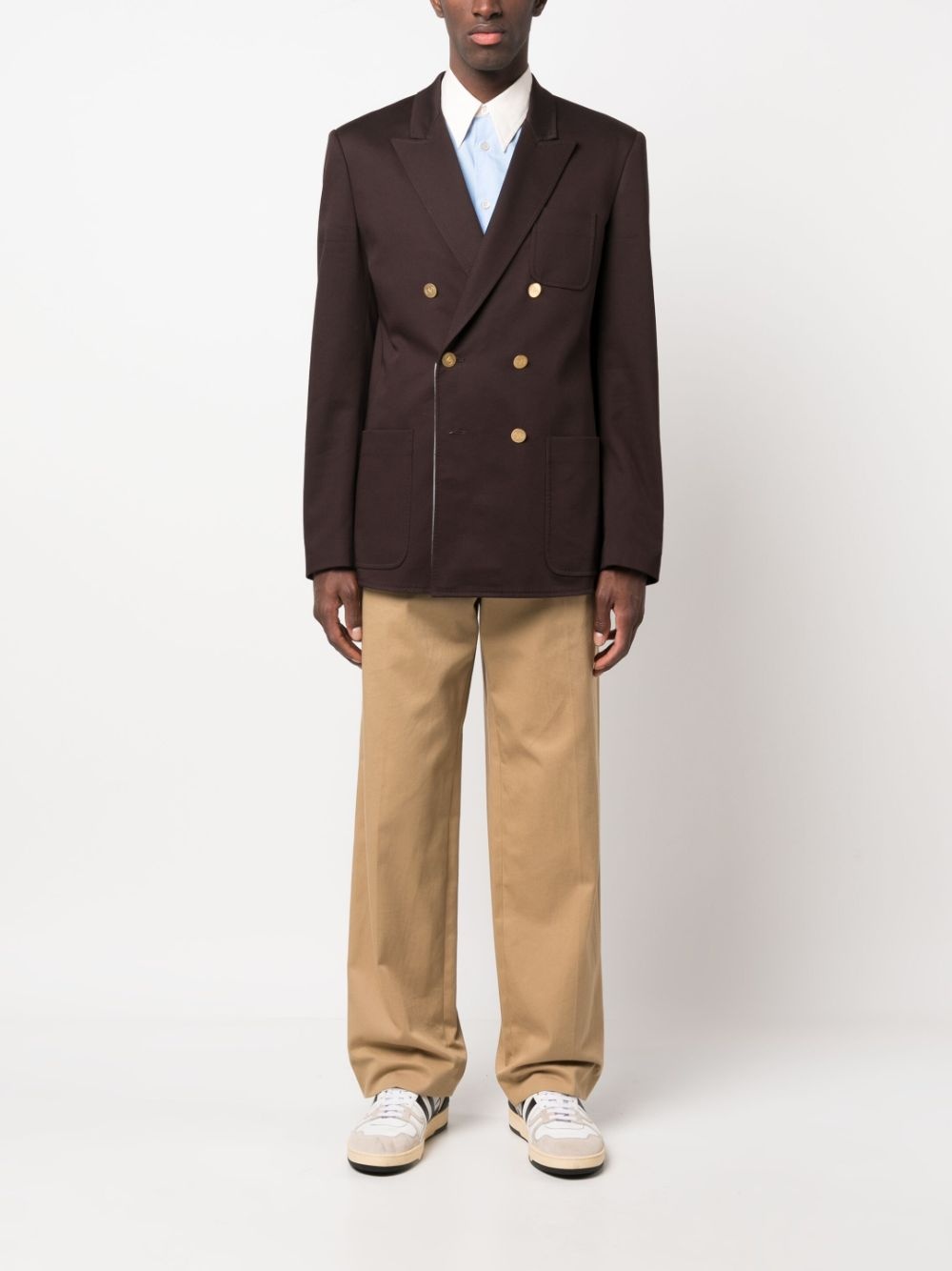 double-breasted cotton blazer - 2