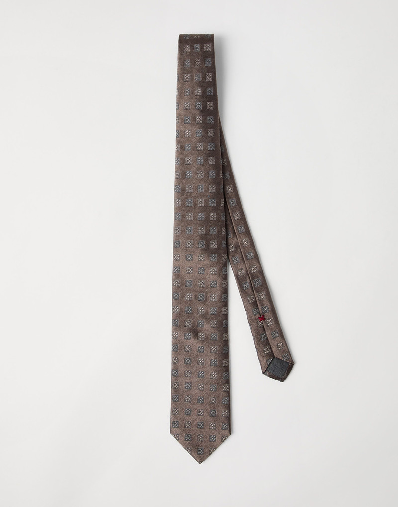 Silk tie with squares pattern 1