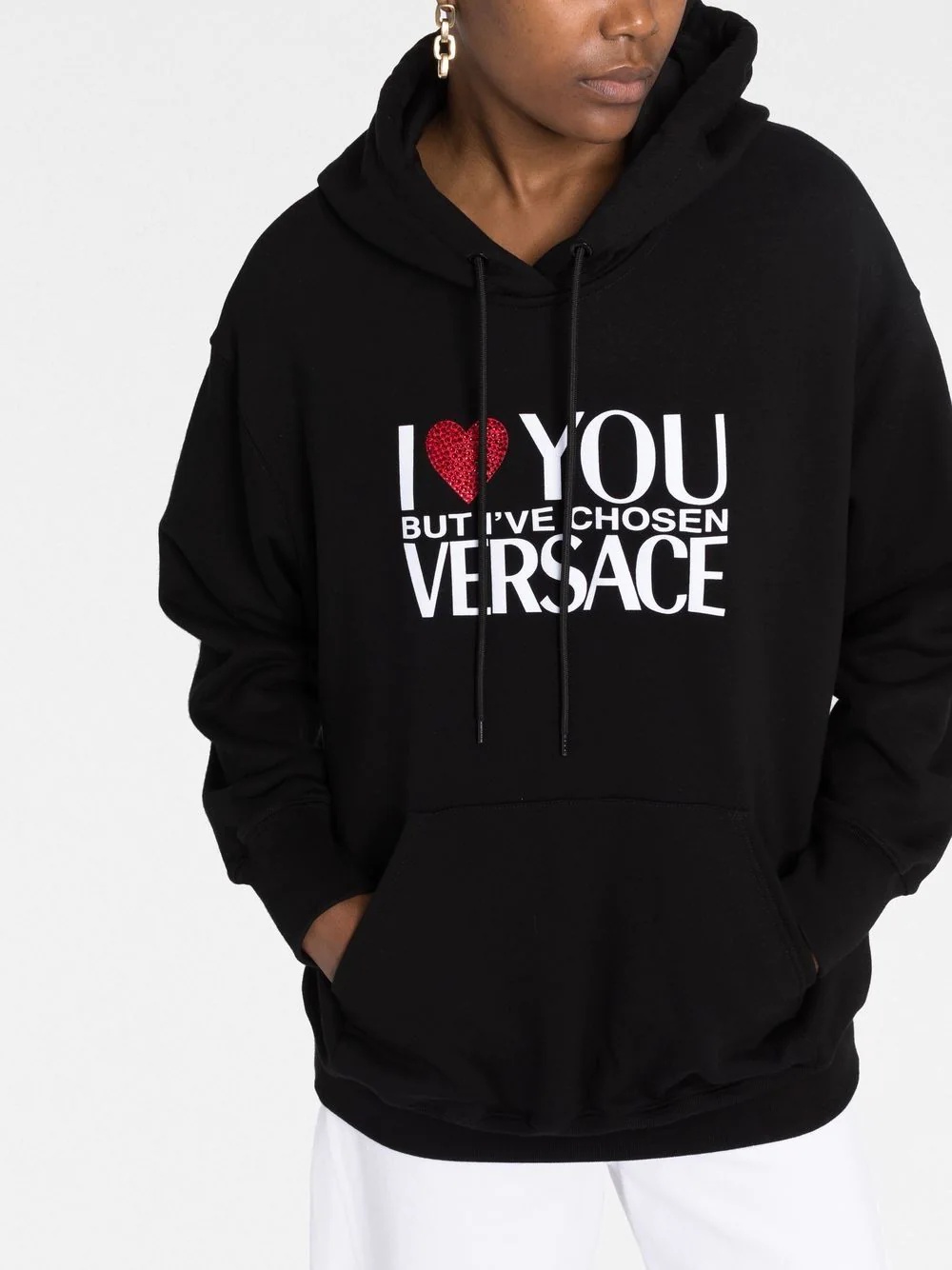 crystal-embellished slogan hoodie - 5