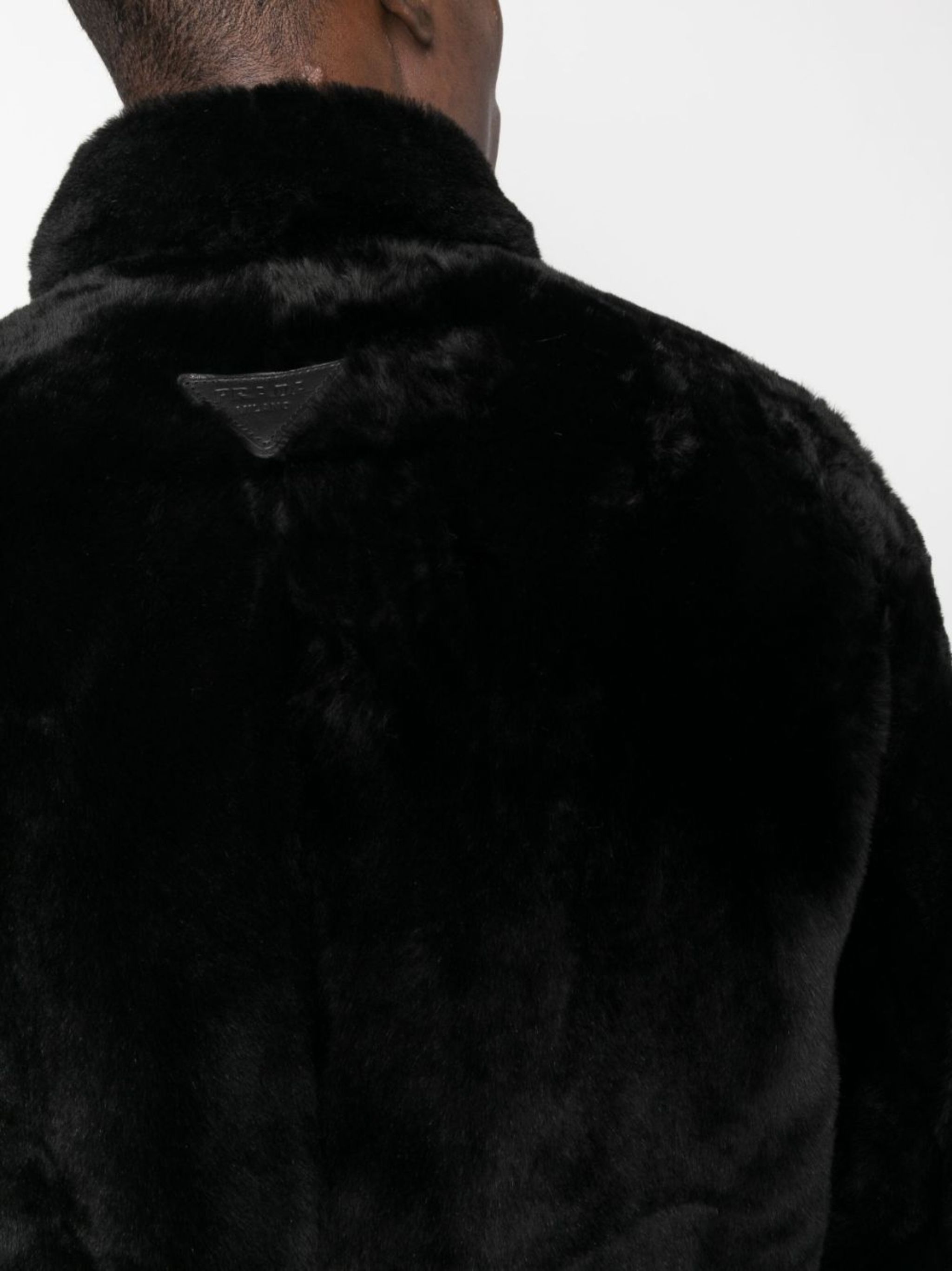 triangle-logo shearling jacket - 5