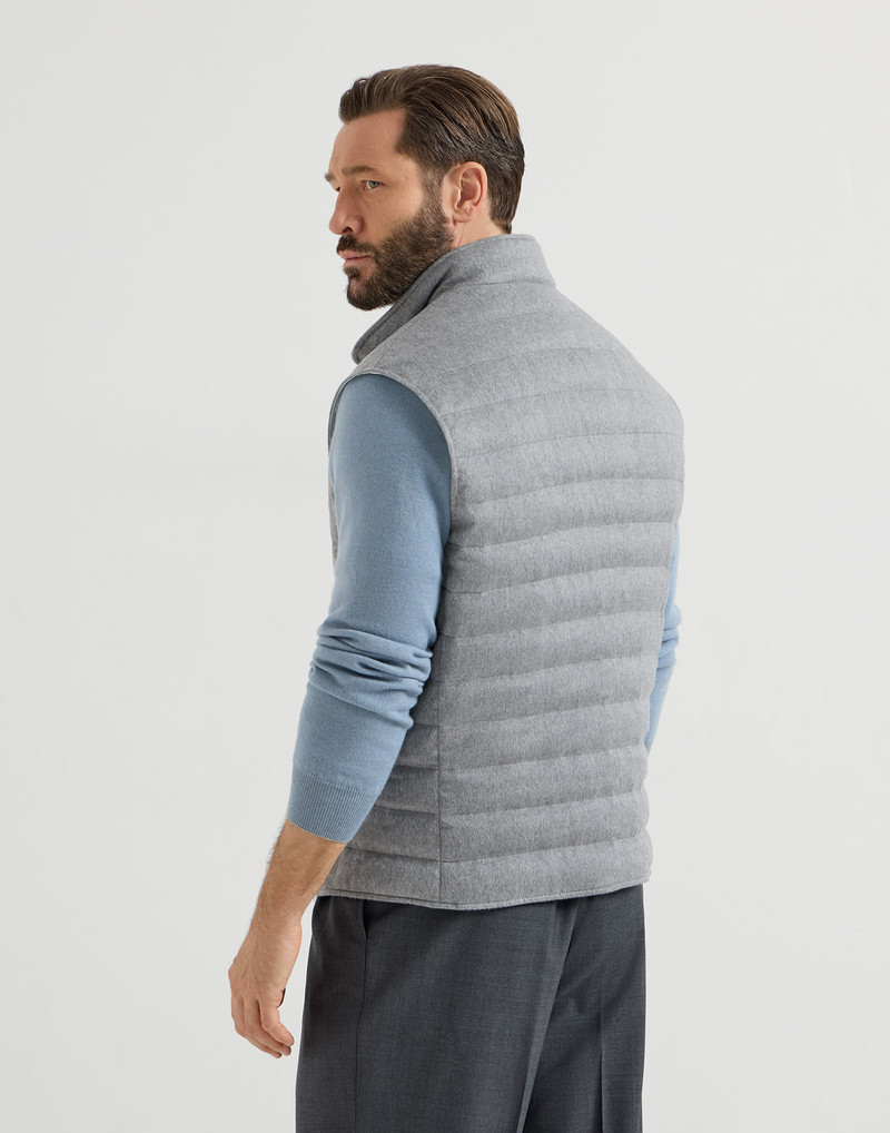 Lightweight cashmere flannel down vest 3