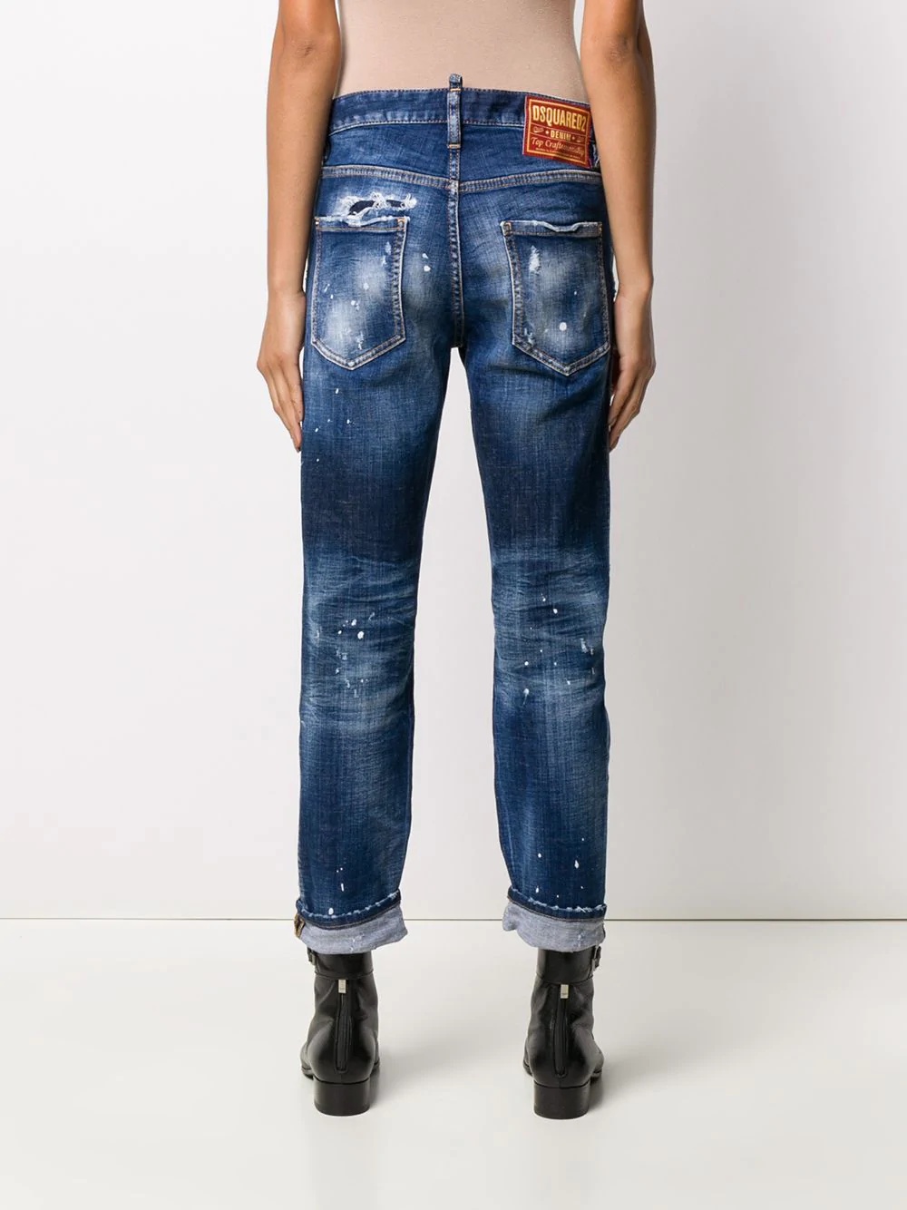 turn-up distressed jeans  - 4