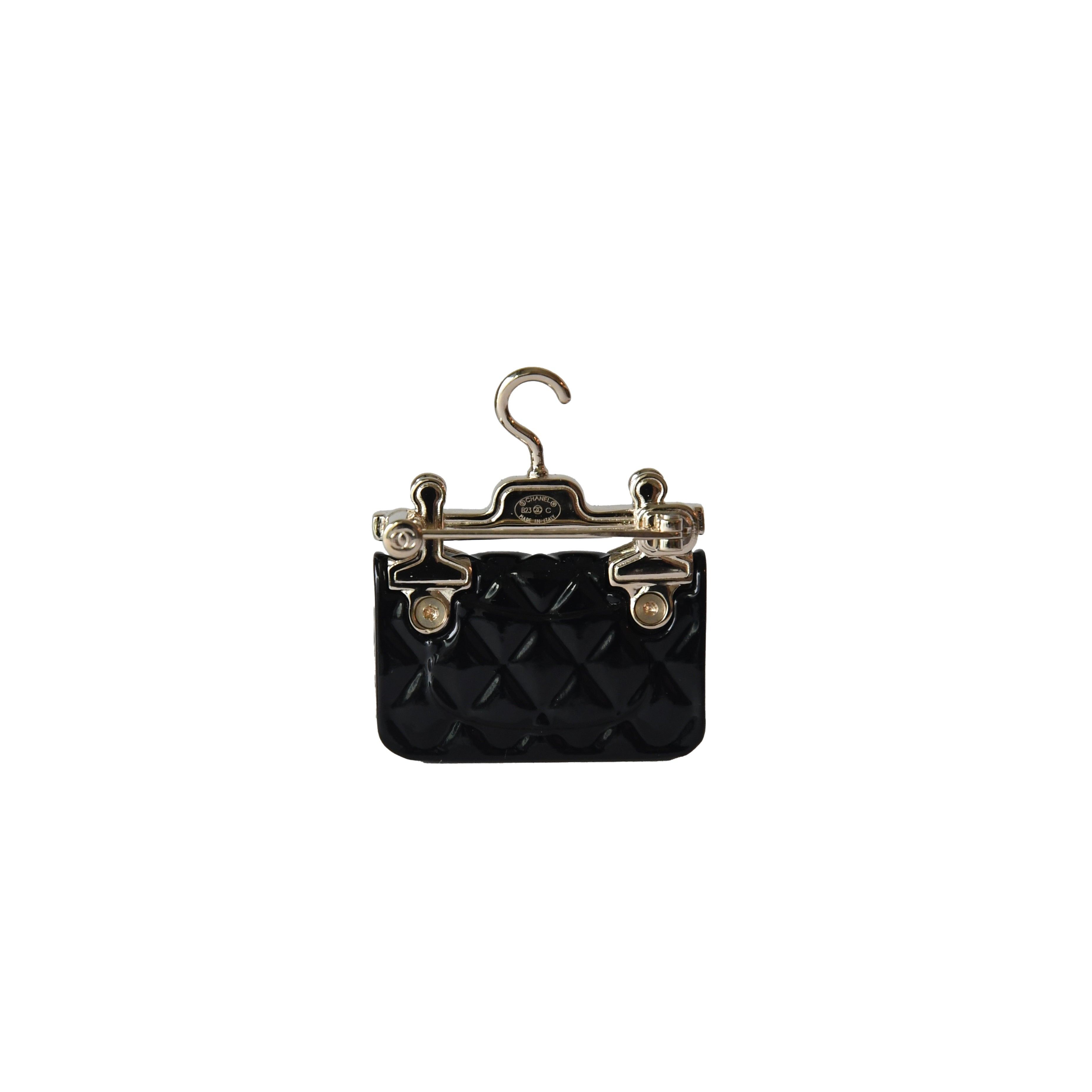 Chanel Metal Resin Quilted Flap Bag Brooch Black - 2