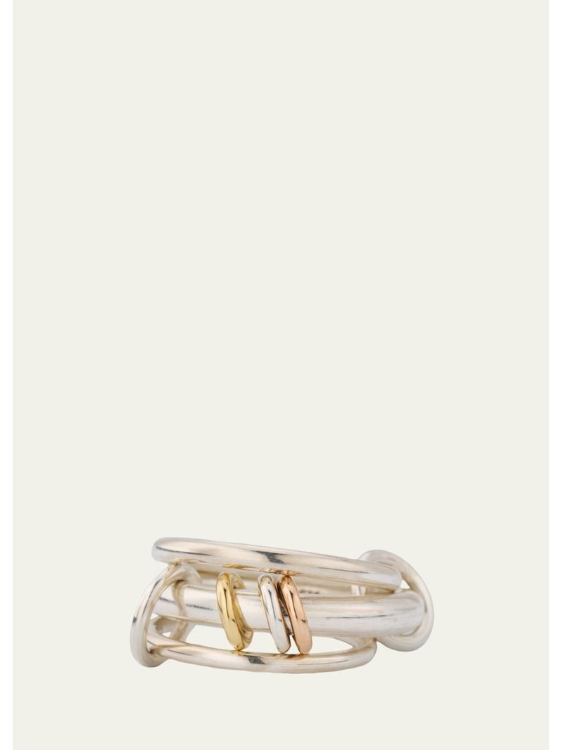 Gemini SG Three Link Ring in Sterling Silver with Mixed Metal Accents 1