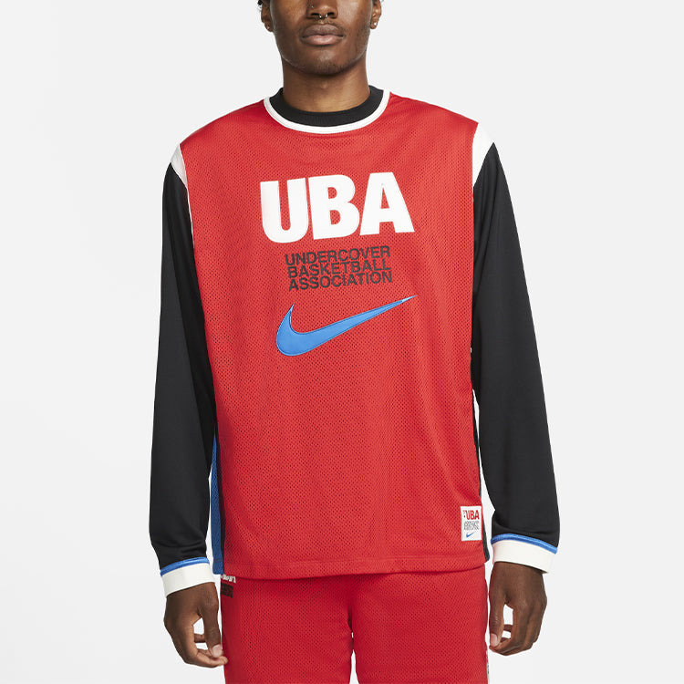 Nike Long-Shooting Top Contrasting Colors Printing Pattern Basketball Long Sleeves Asia Edition Red  - 4