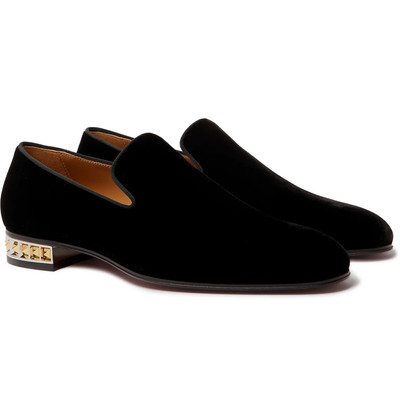 Christian Louboutin Marpyramide Spiked Velvet Loafers outlook