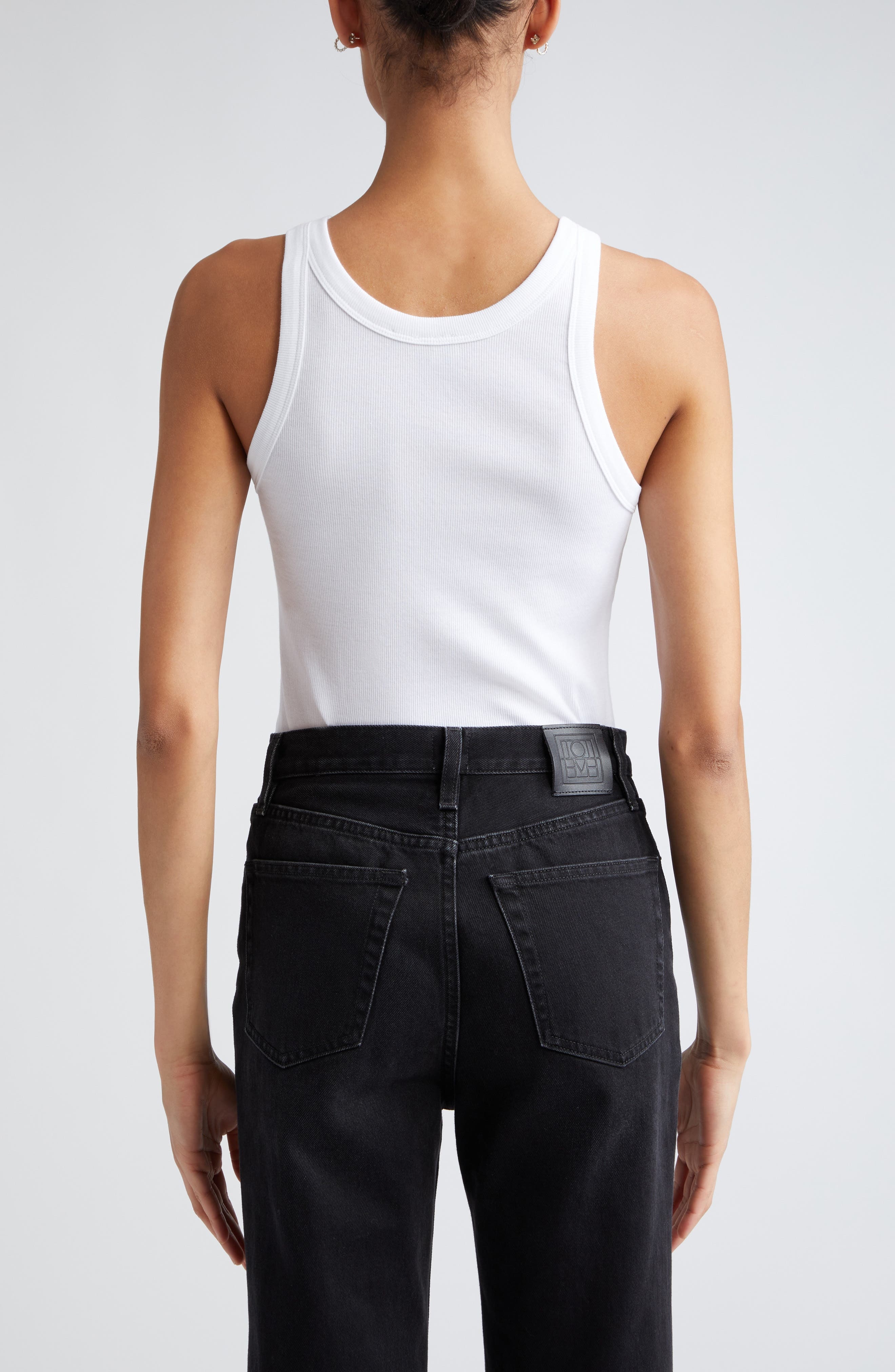 TOTEME Espera Rib Stretch Organic Cotton Tank in White at Nordstrom - 2