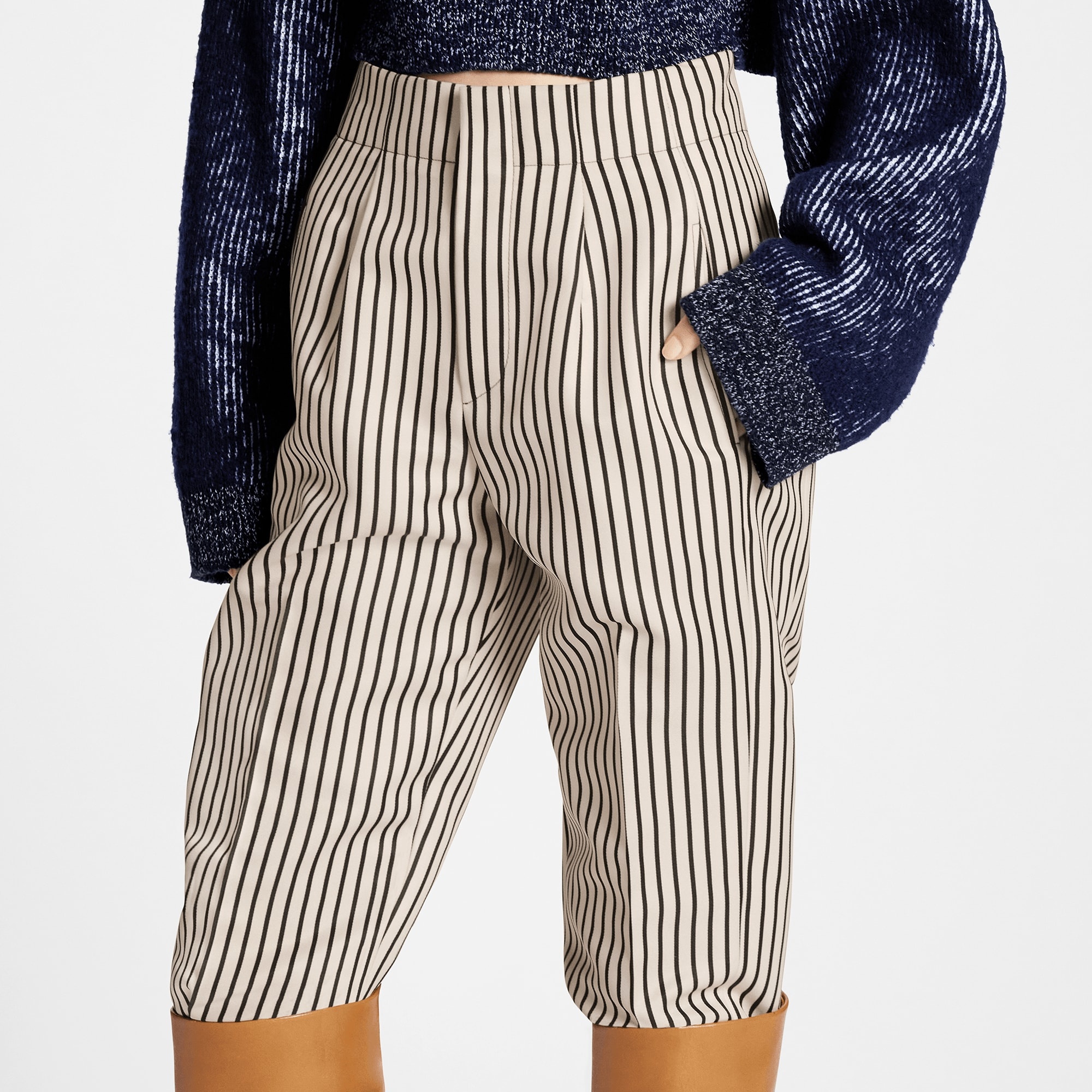 Stripe Print Carrot Pants - 4