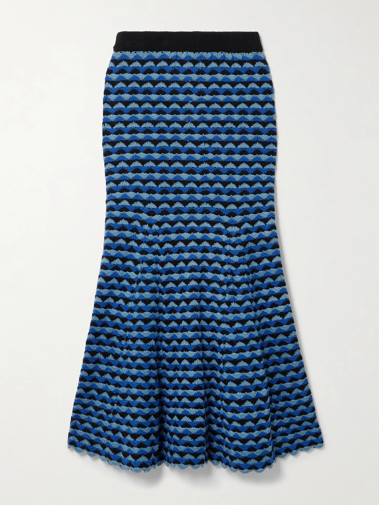 Profundo Pleated Scalloped Crocheted Cotton Midi Skirt - 1