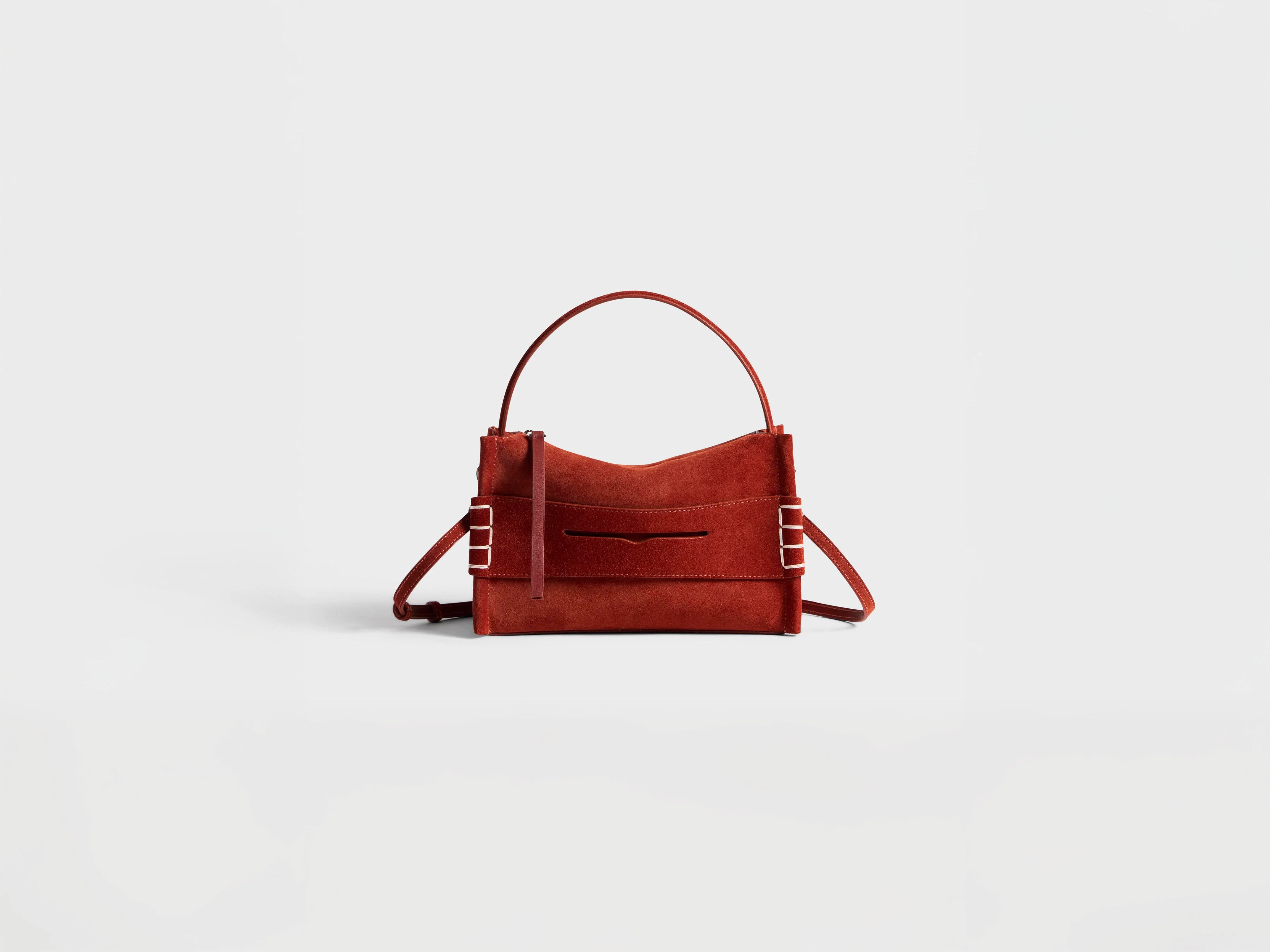 SMALL LOAFER BAG IN RUST SUEDE - 1