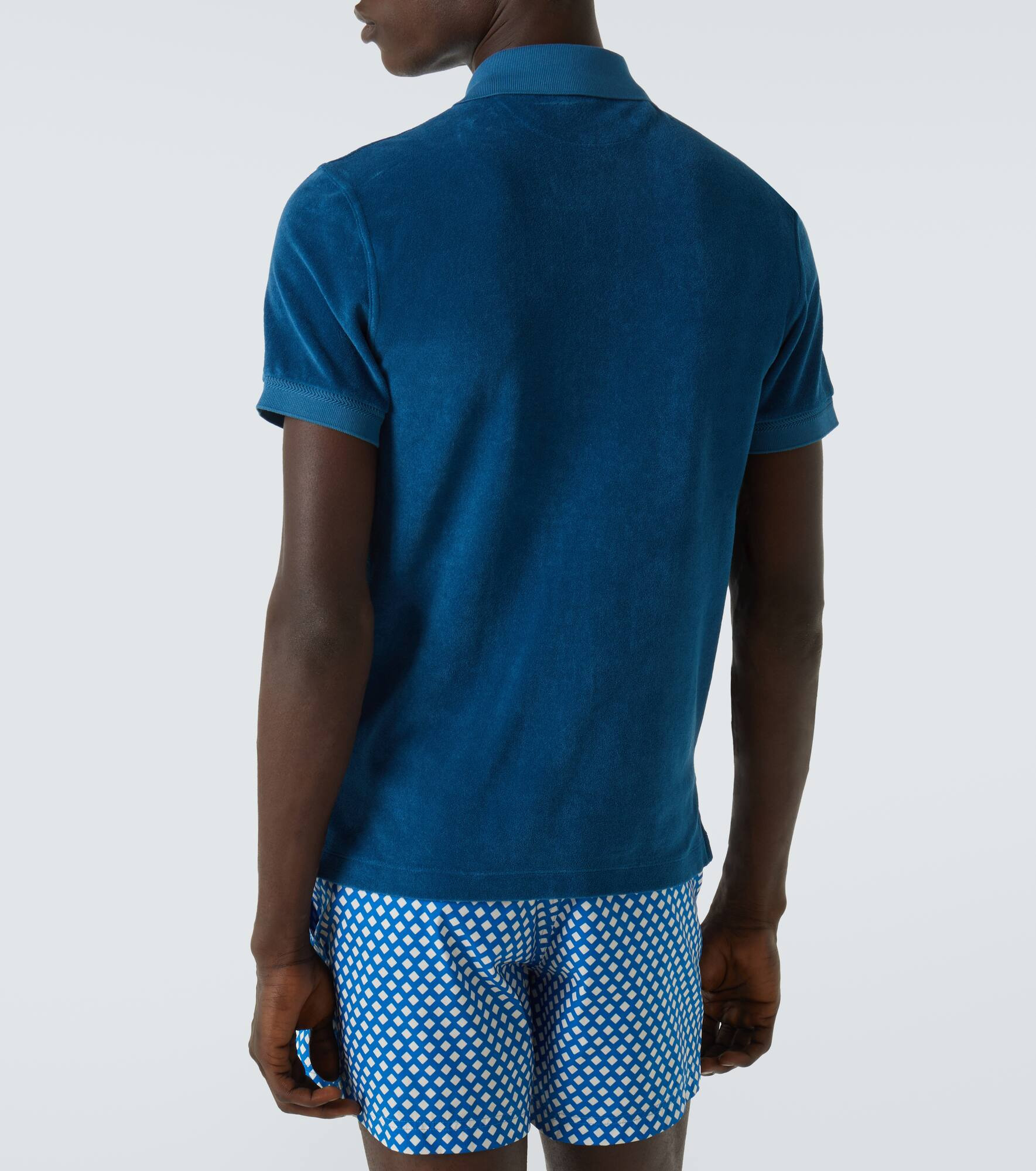 Cotton-blend velvet polo shirt - 4