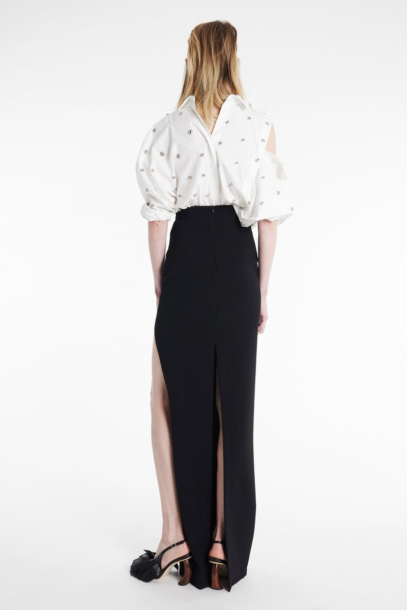 A.W.A.K.E. MODE STUDDED DOUBLE COLLAR SHIRT WHITE outlook