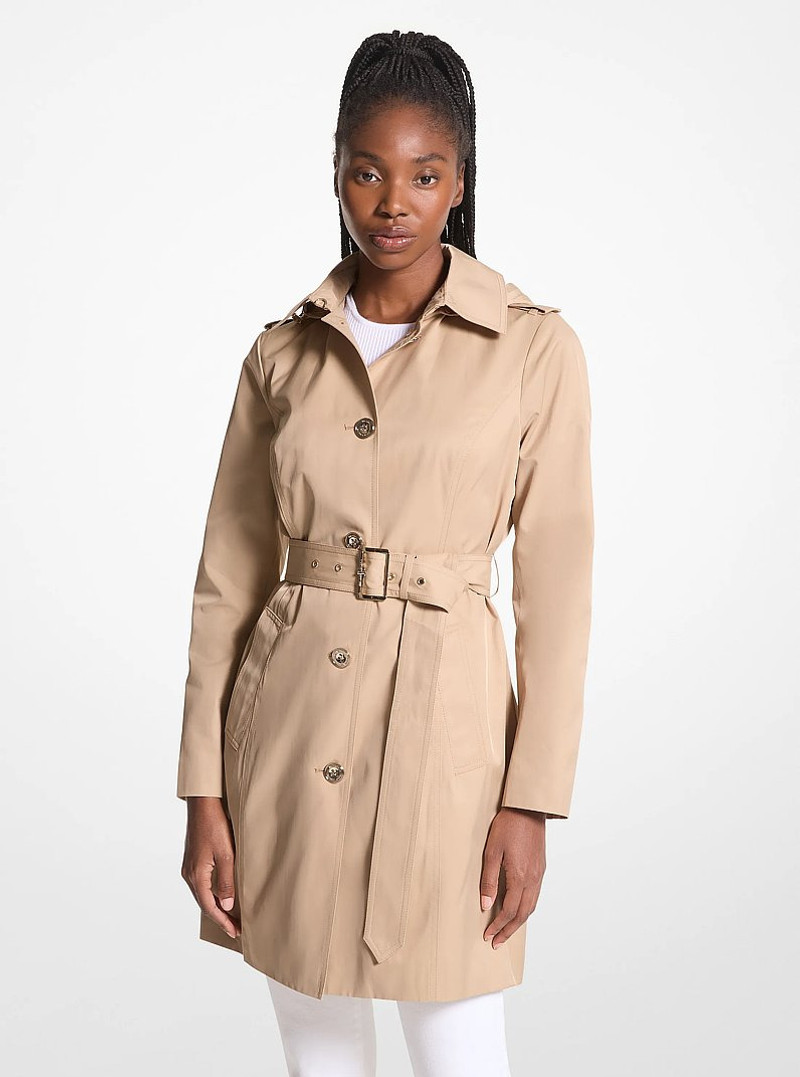 Cotton Blend Hooded Trench Coat 1